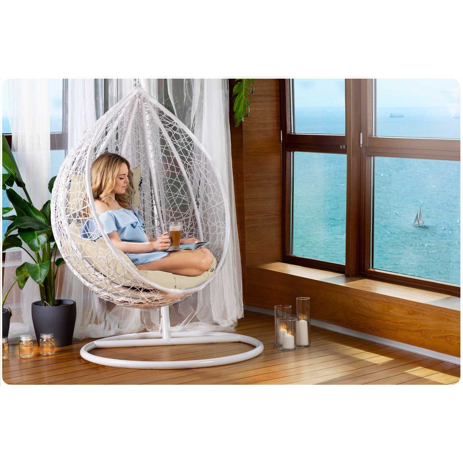 Havana valge ripptool aias + beežid padjad Sofotel - Image 6