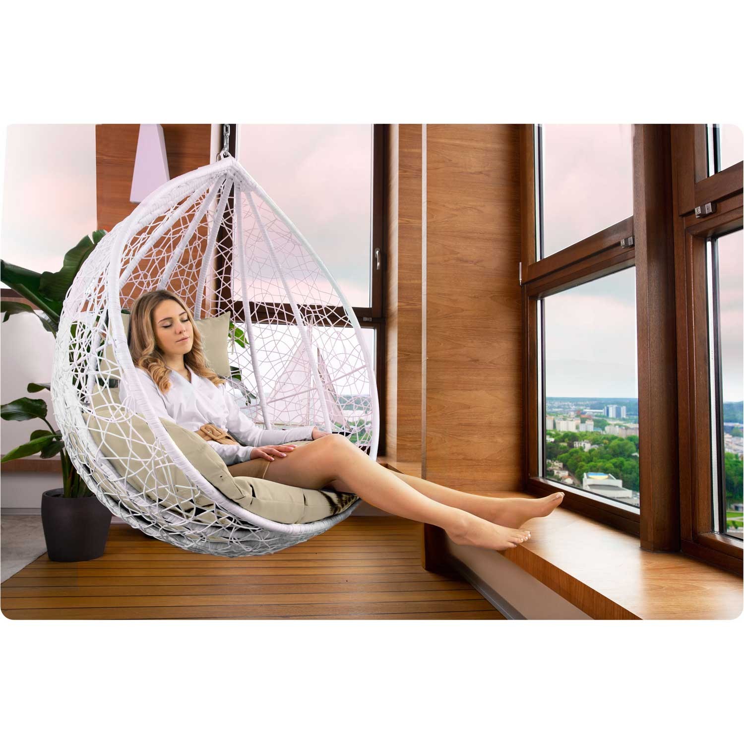 Havana valge ripptool aias + beežid padjad Sofotel - Image 10