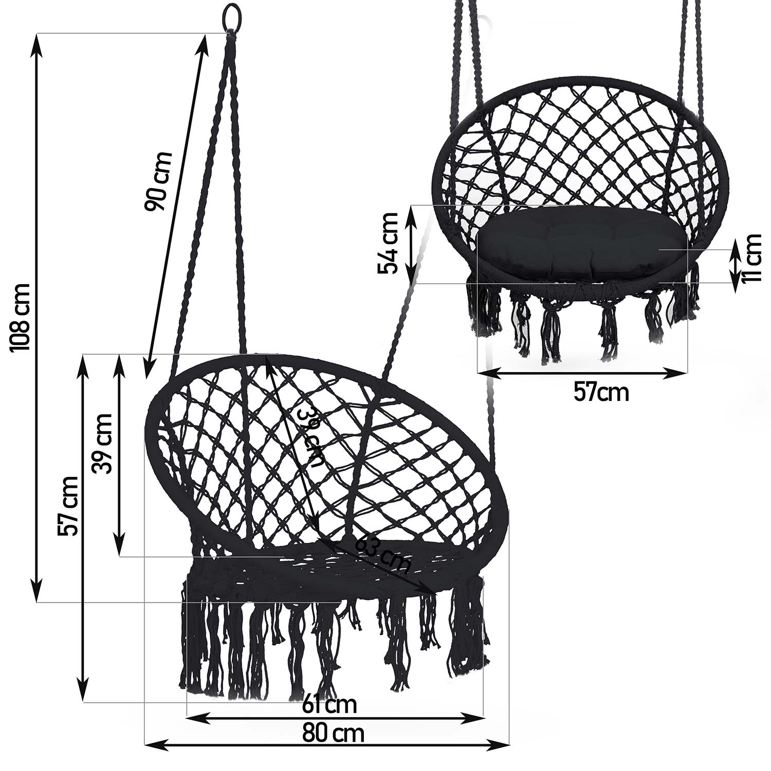 BOHO rippuv aiakiik, must - Image 4