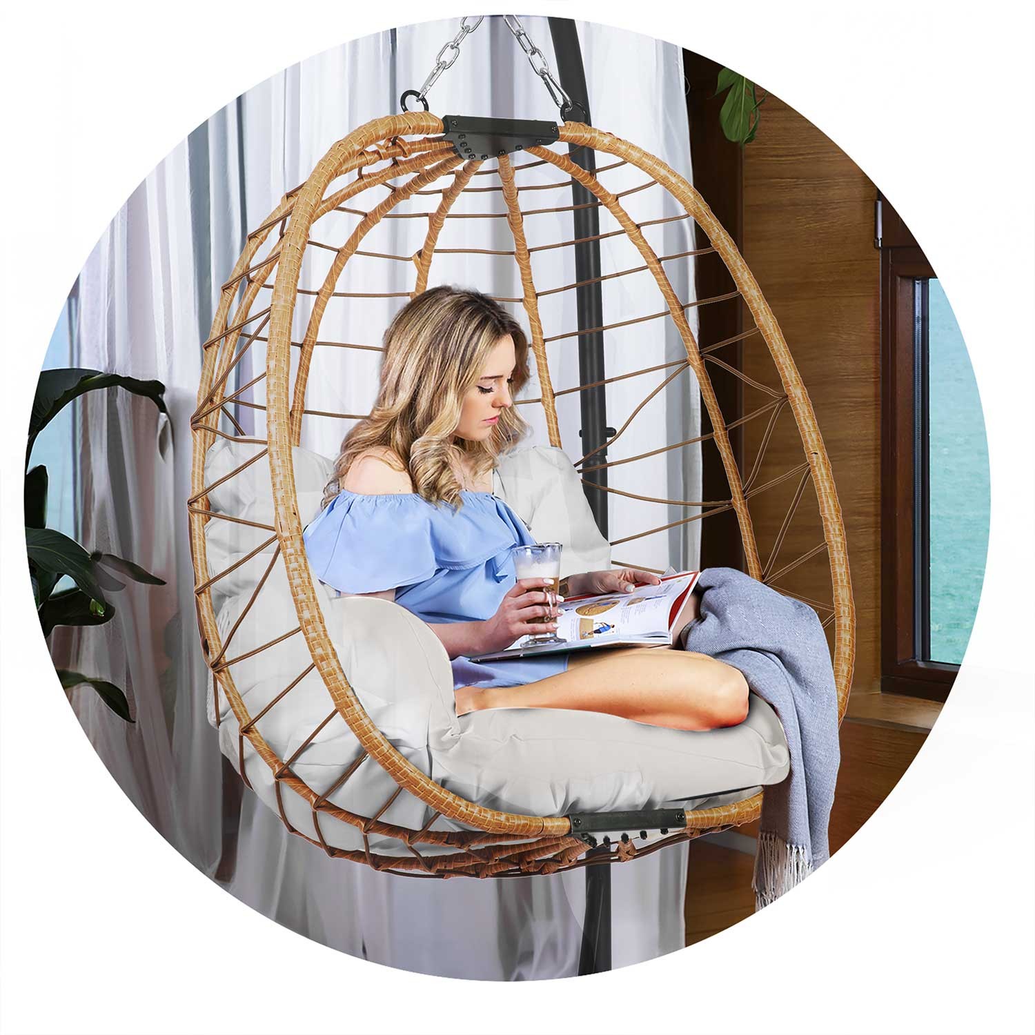 Tihuana pruun ripp-aiatool + Sofotel hallid padjad - Image 6