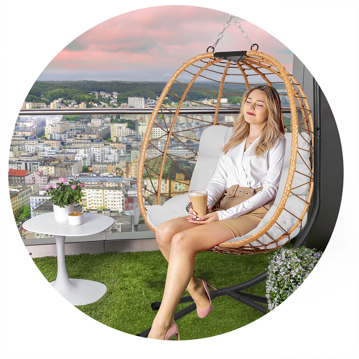 Tihuana pruun ripp-aiatool + Sofotel hallid padjad - Image 10