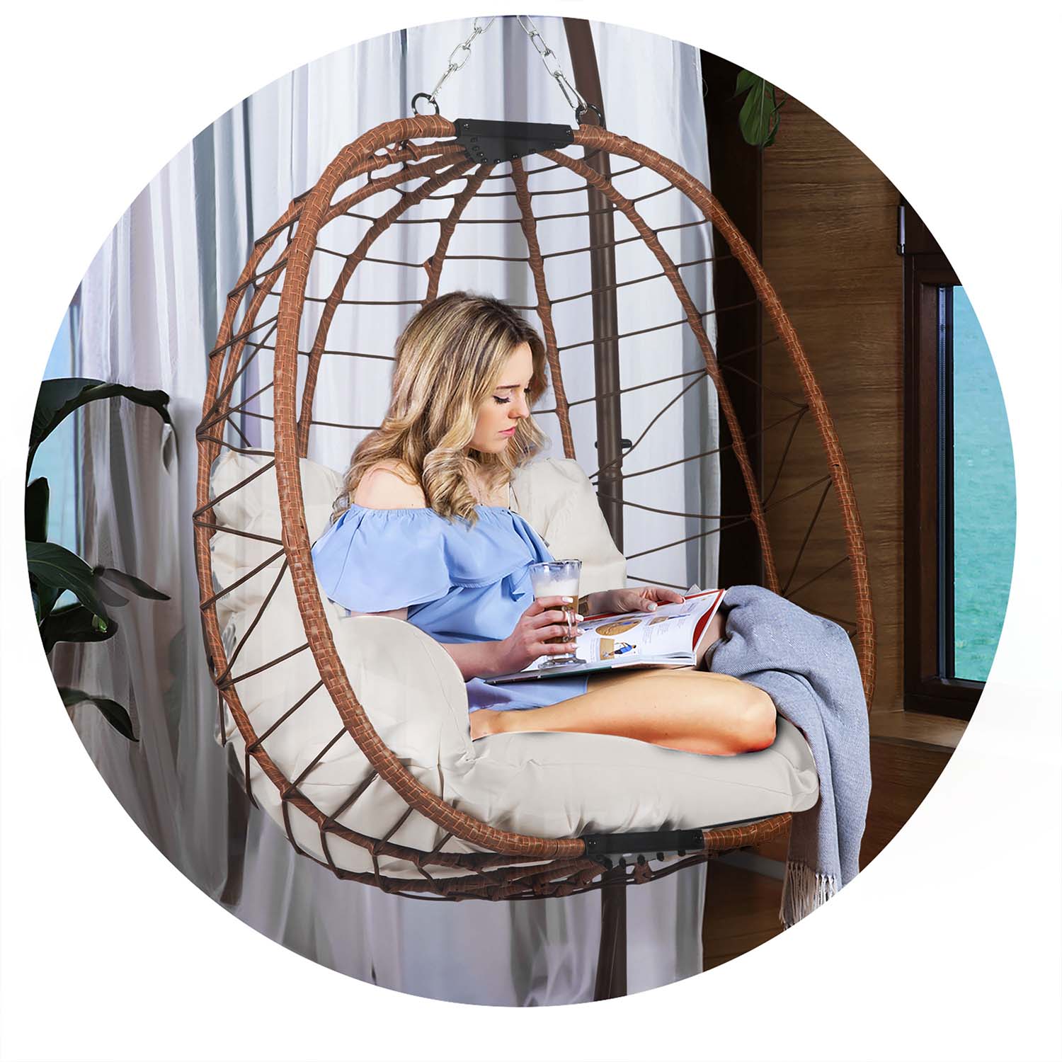 Tihuana pruun ripp-aiatool + helebeežid Sofotel padjad - Image 8