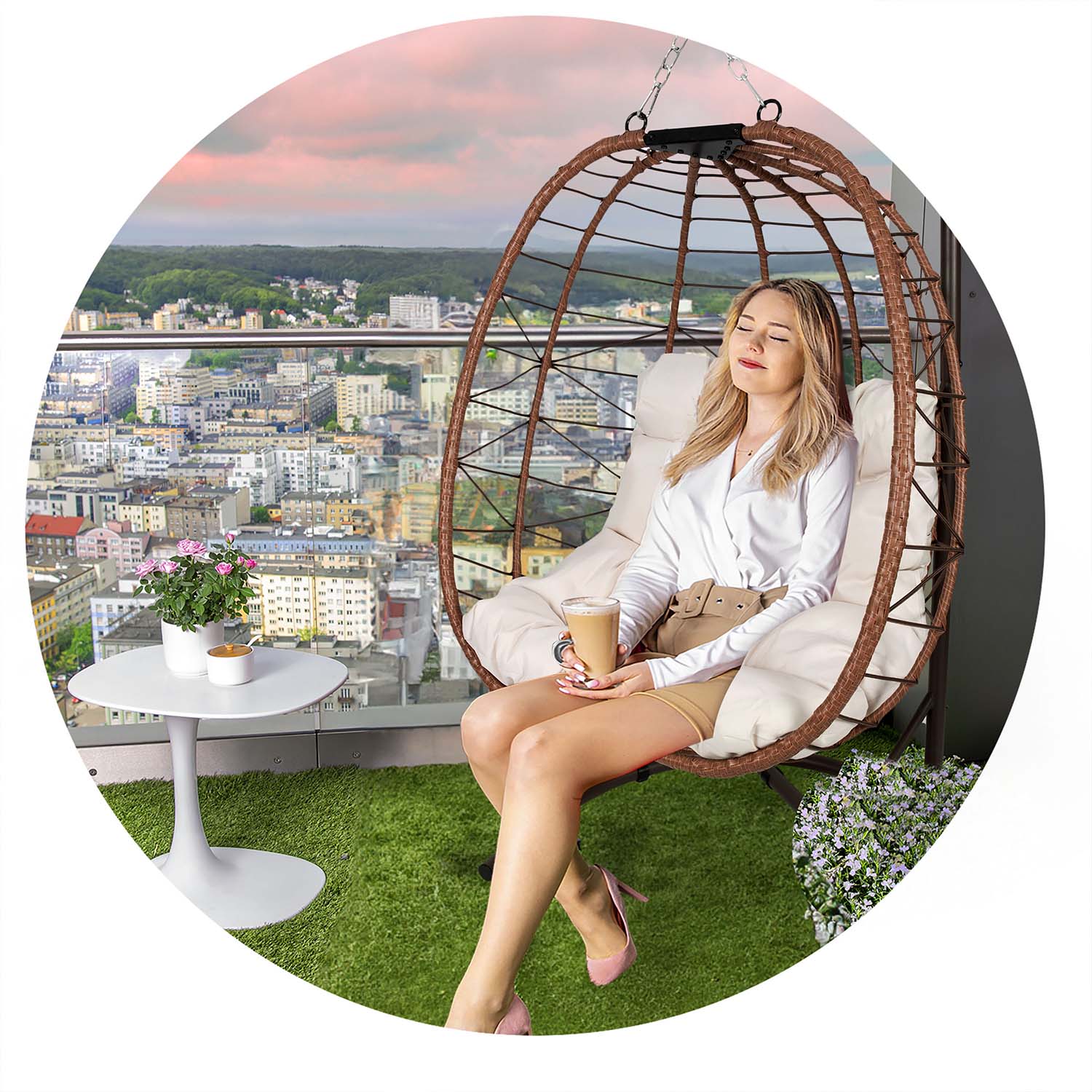 Tihuana pruun ripp-aiatool + helebeežid Sofotel padjad - Image 10