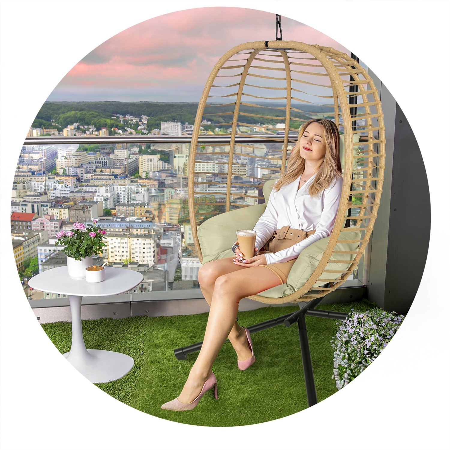 Toskana ripptool aias, must + beežid Sofotel padjad - Image 10