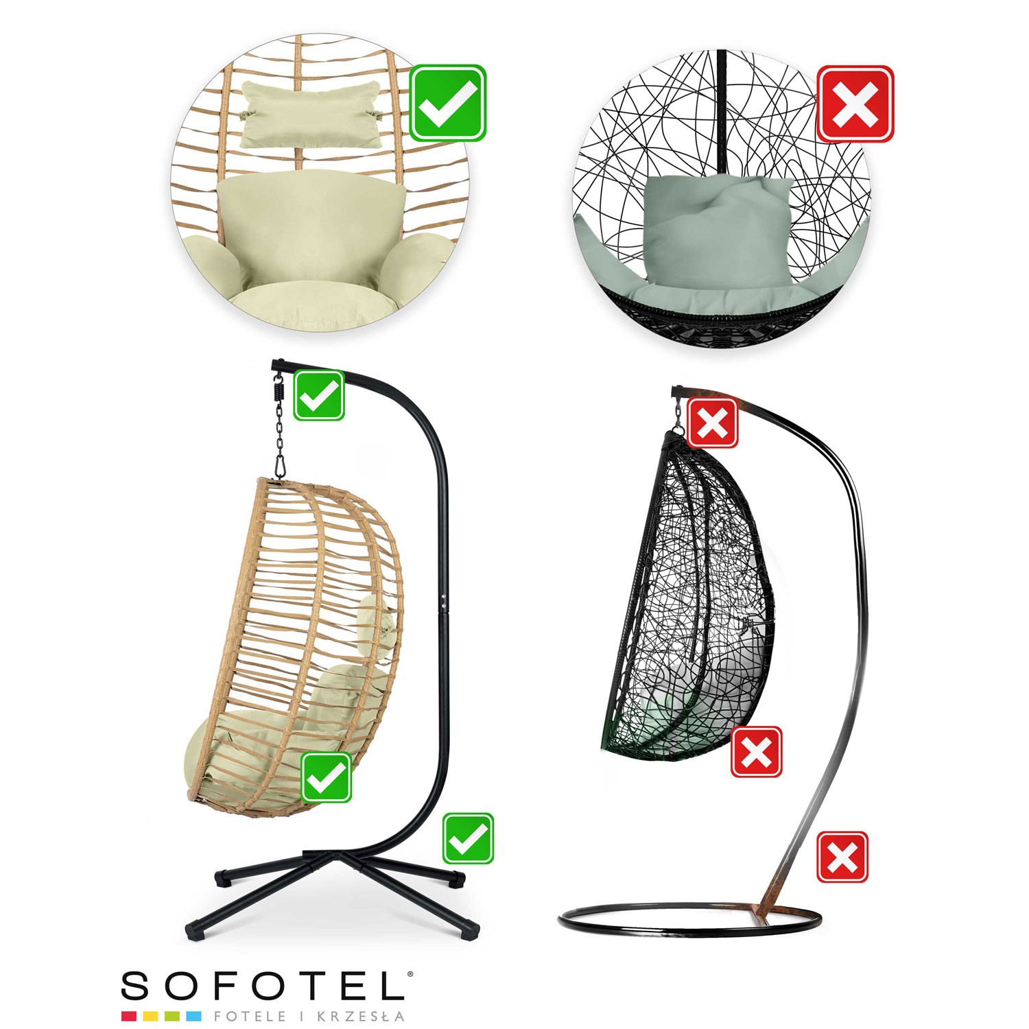 Toskana ripptool aias, must + beežid Sofotel padjad - Image 14
