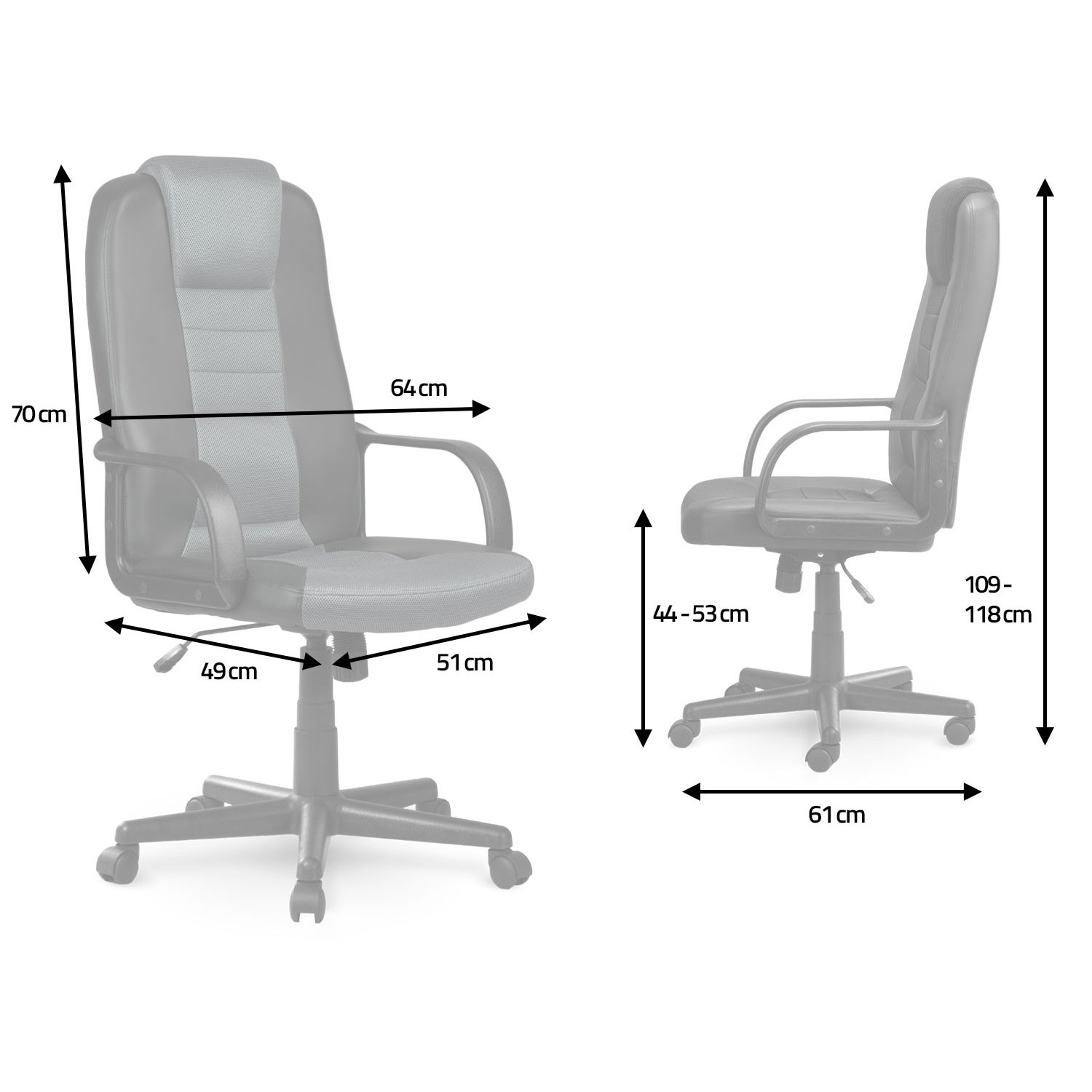 Mikrovõrgust nahast kontoritool 518B must ja hall - Image 6