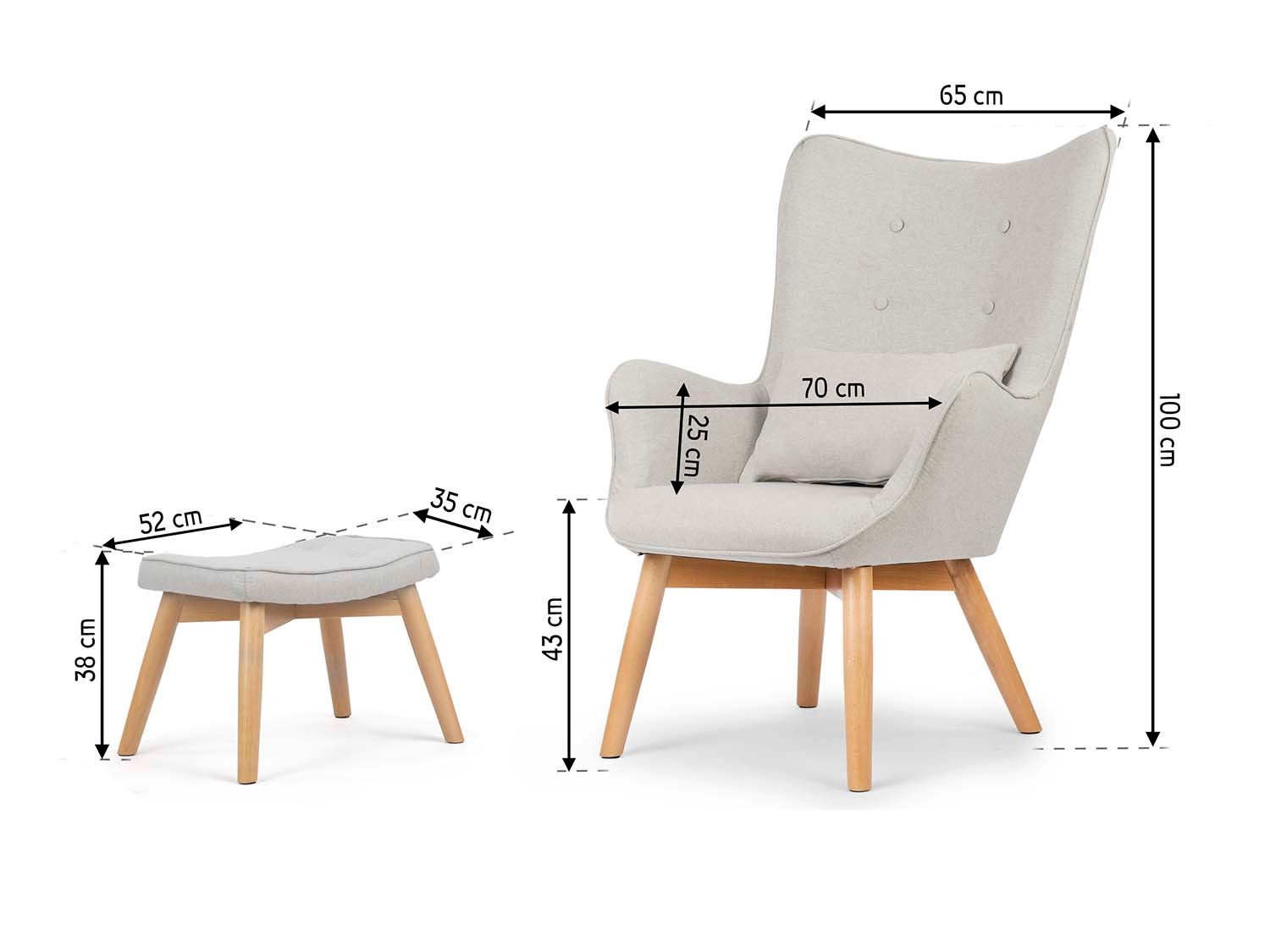 Norse tiibtooliga tugitool jalapingiga, helehall - Image 9