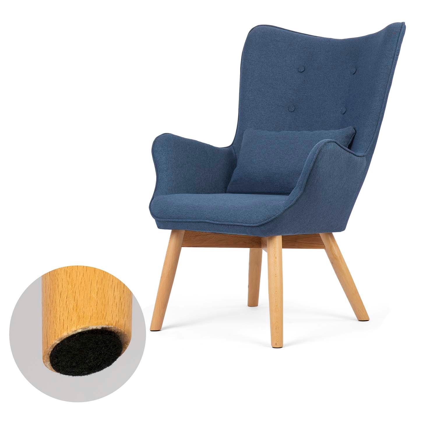 Põhjamaine sinine tiibadega seljatoega tugitool jalapingiga - Image 3