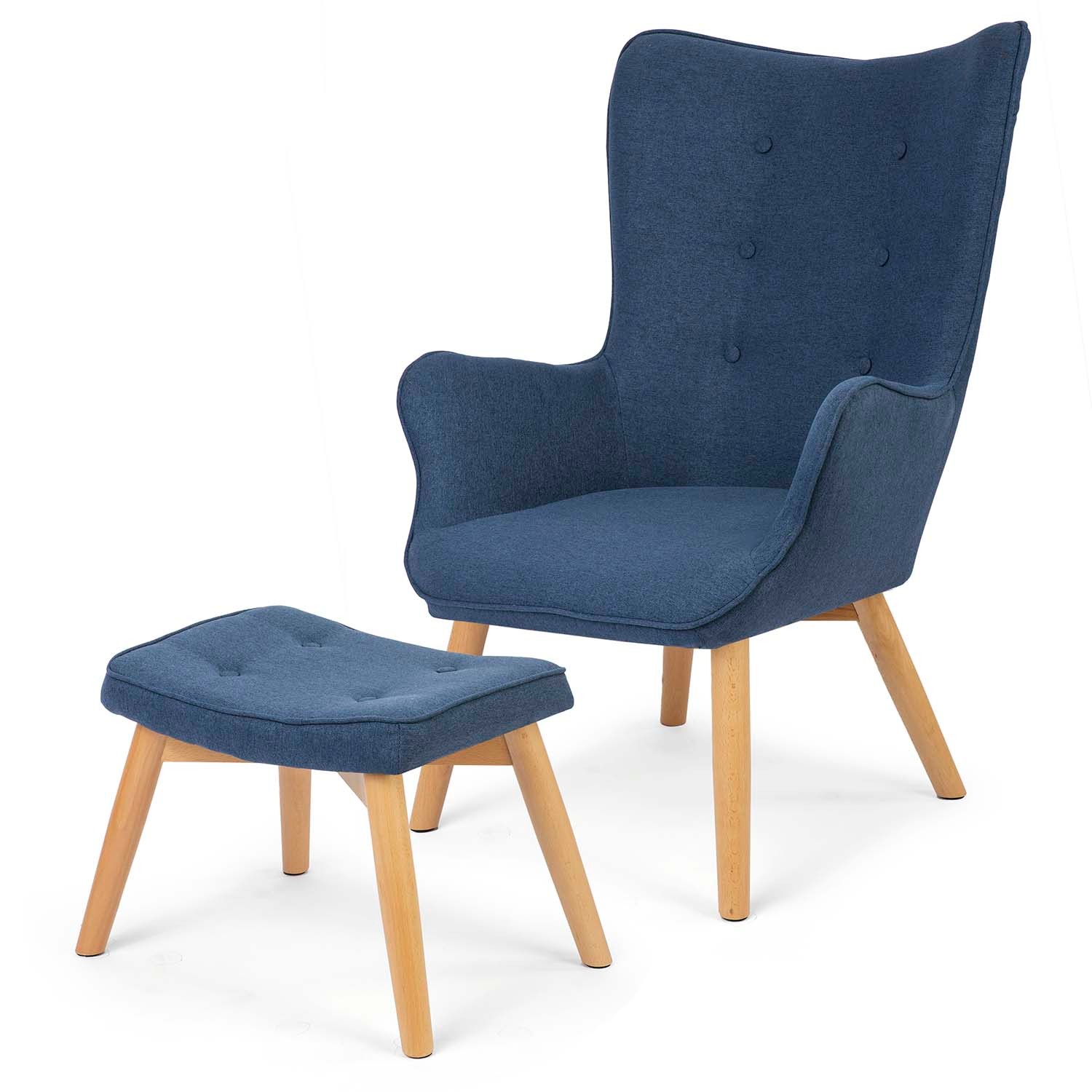 Põhjamaine sinine tiibadega seljatoega tugitool jalapingiga - Image 6