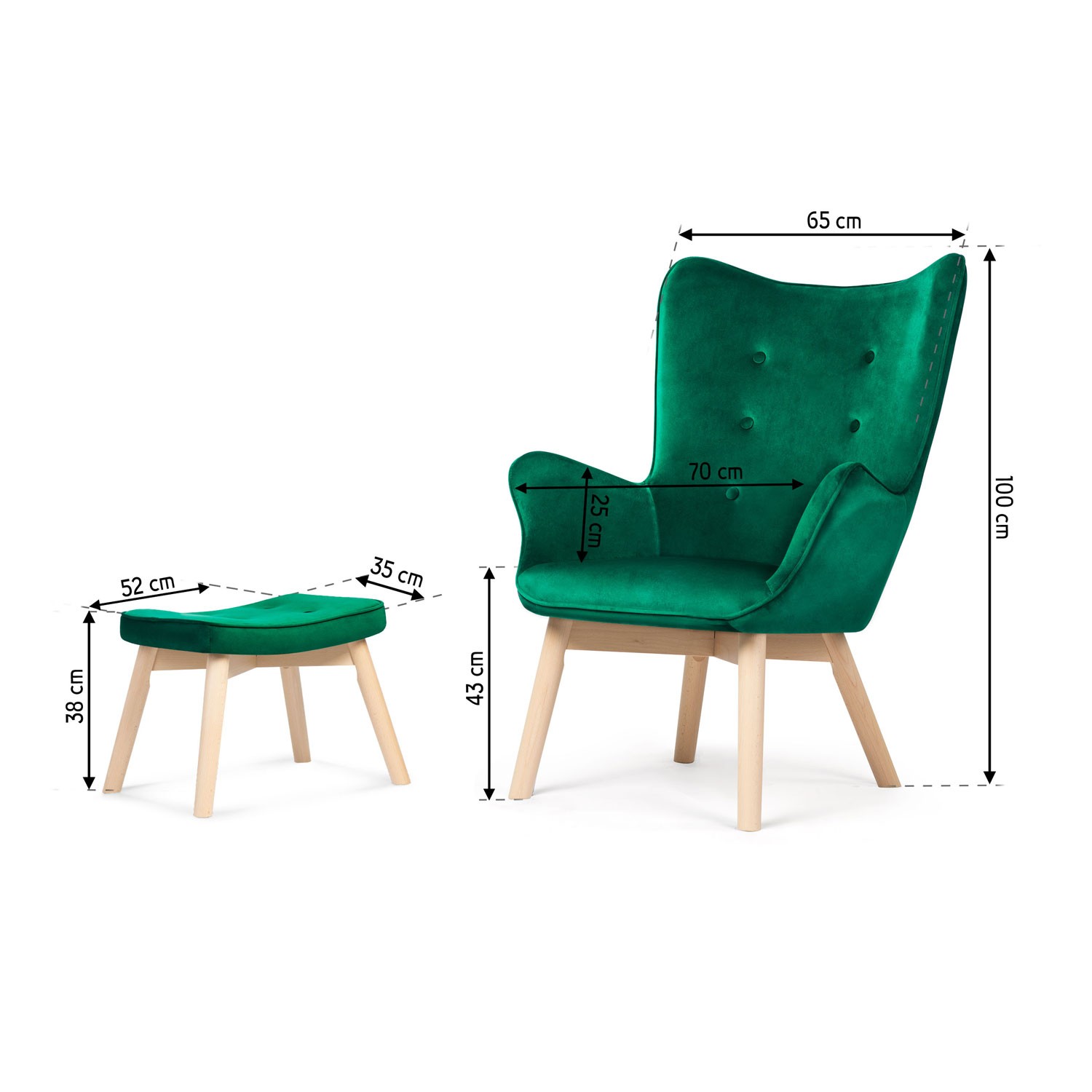 Sofotel Norse tiibadega tugitool jalapingiga, tumeroheline - Image 11