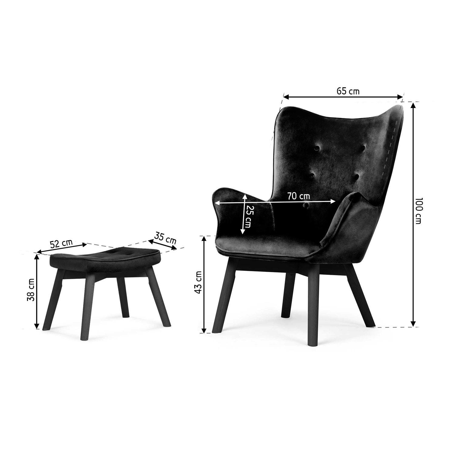 Sofotel Norse tiibadega tugitool jalapingiga, must - Image 11