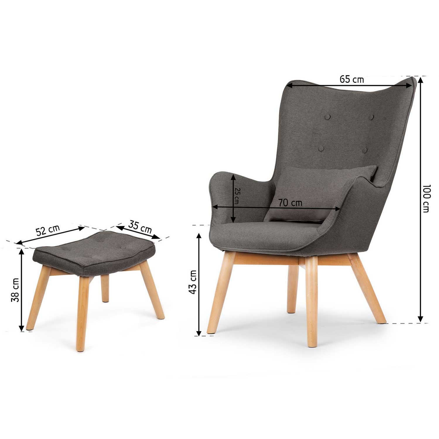 Sofotel Norse tiibadega tugitool jalapingiga, hall - Image 10