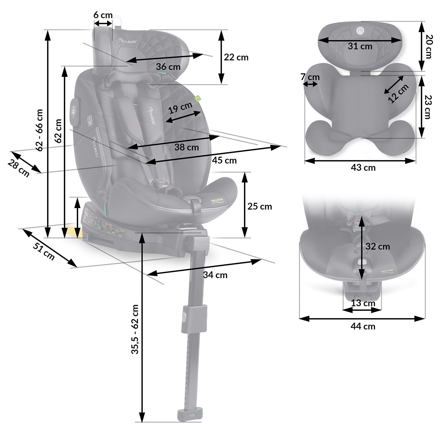 Nukido Aero Line must turvatool 0-36 kg ISOFIX-iga - Image 5