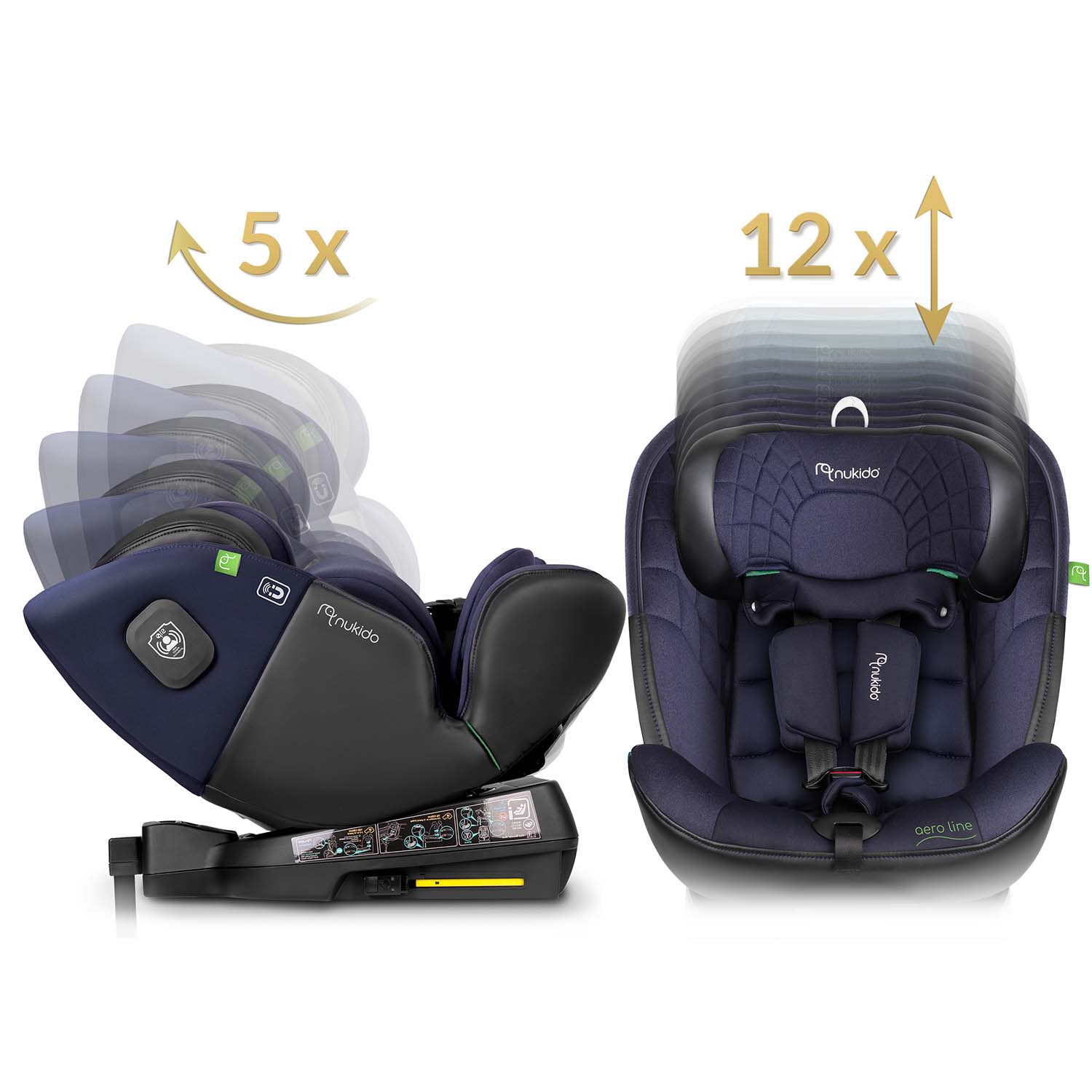 Nukido Aero Line turvatool must/tumesinine 0-36 kg ISOFIX - Image 12