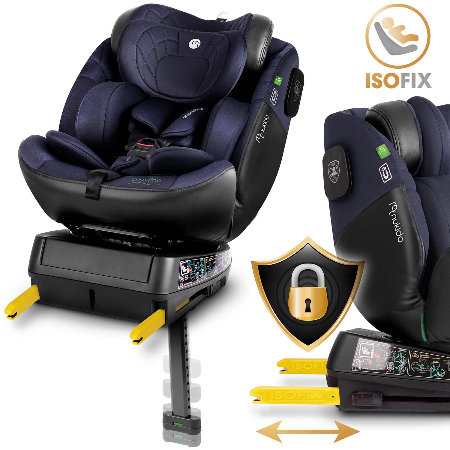 Nukido Aero Line turvatool must/tumesinine 0-36 kg ISOFIX - Image 14