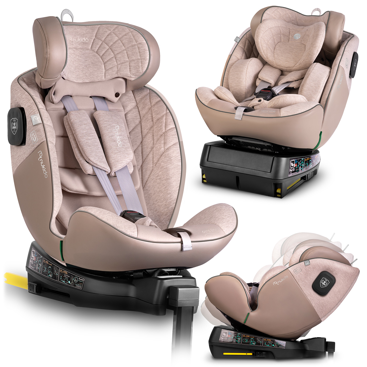 Nukido Aero Line beež turvatool 0-36 kg ISOFIX-iga