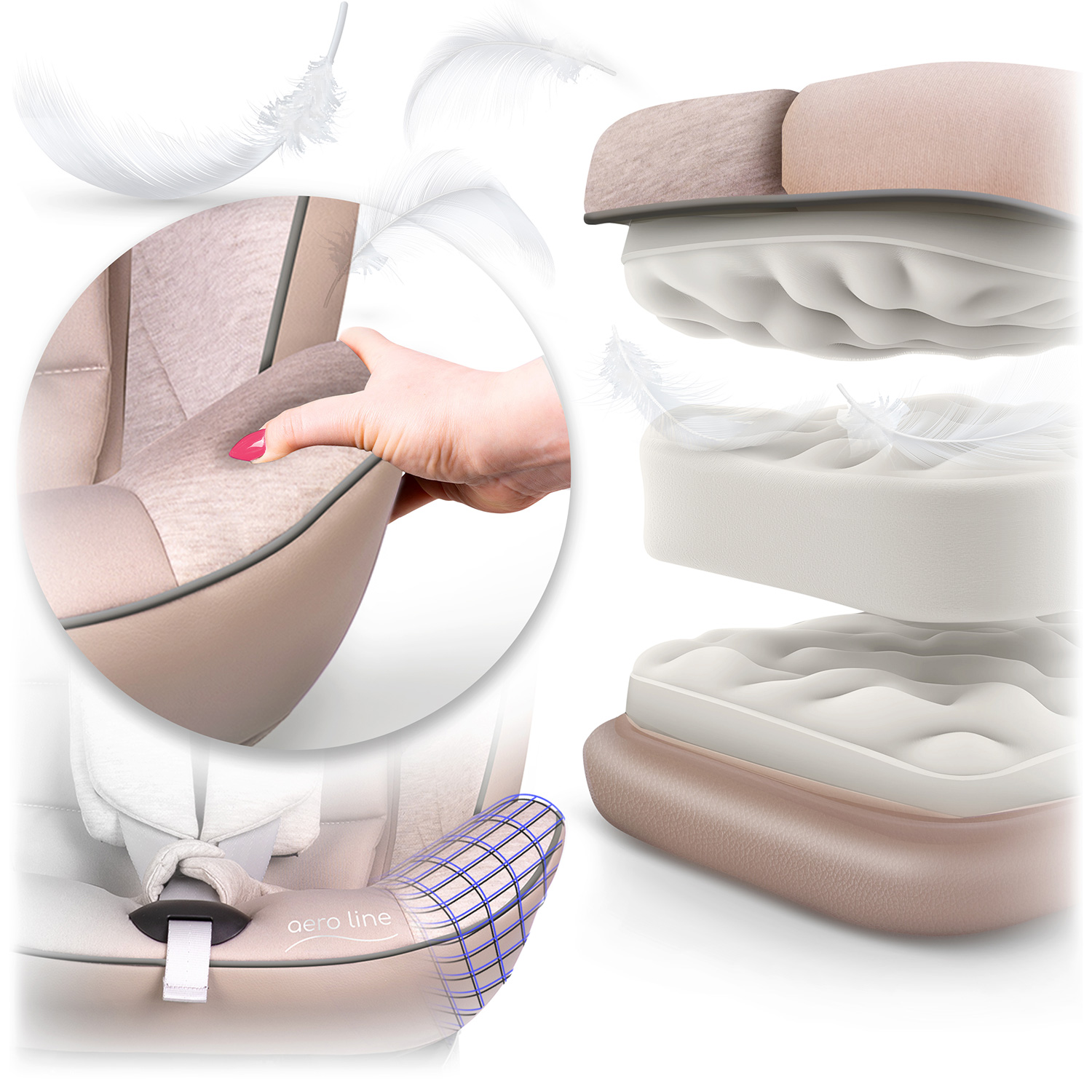 Nukido Aero Line beež turvatool 0-36 kg ISOFIX-iga - Image 3