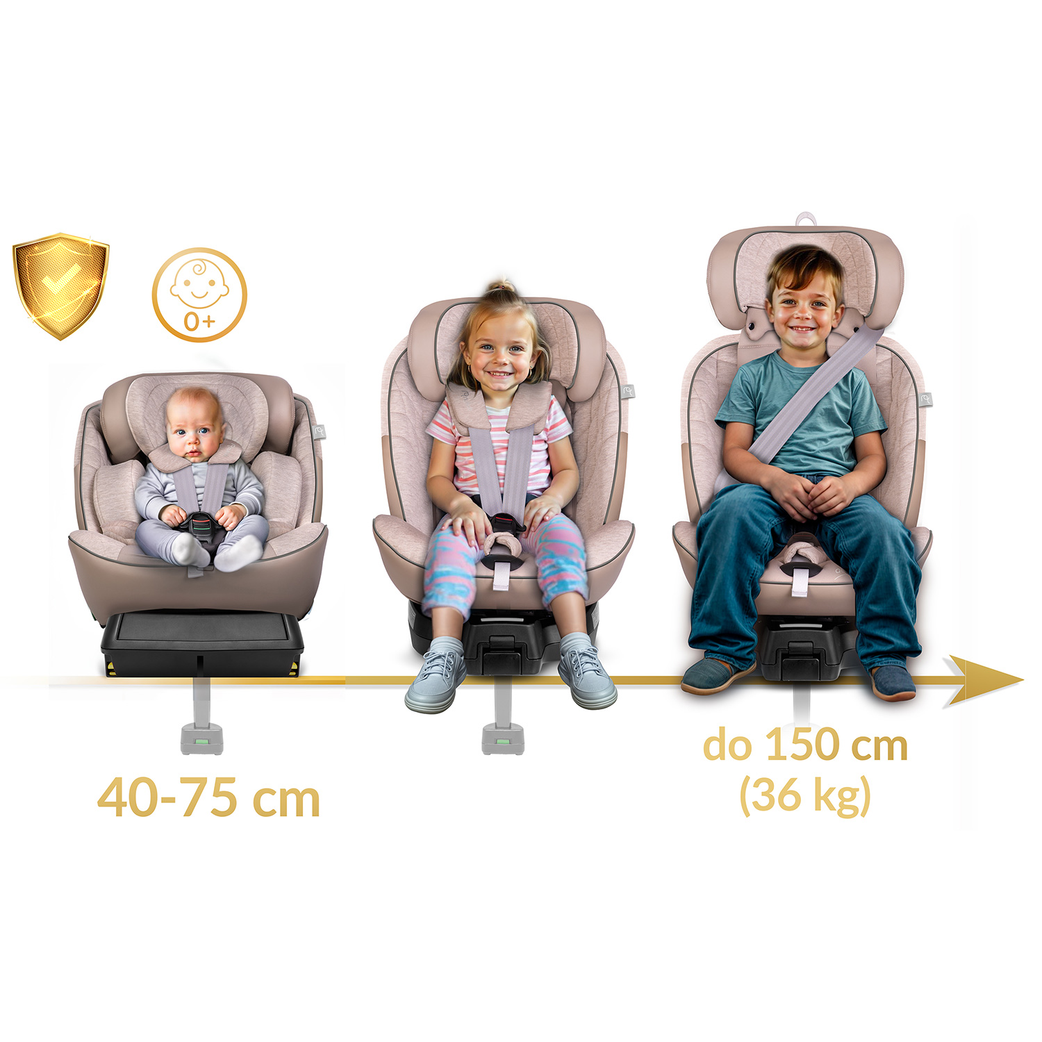 Nukido Aero Line beež turvatool 0-36 kg ISOFIX-iga - Image 5
