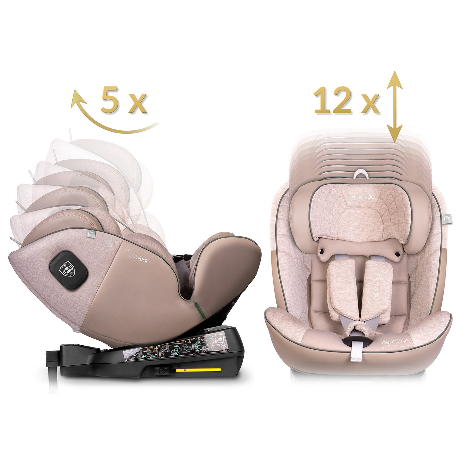 Nukido Aero Line beež turvatool 0-36 kg ISOFIX-iga - Image 6