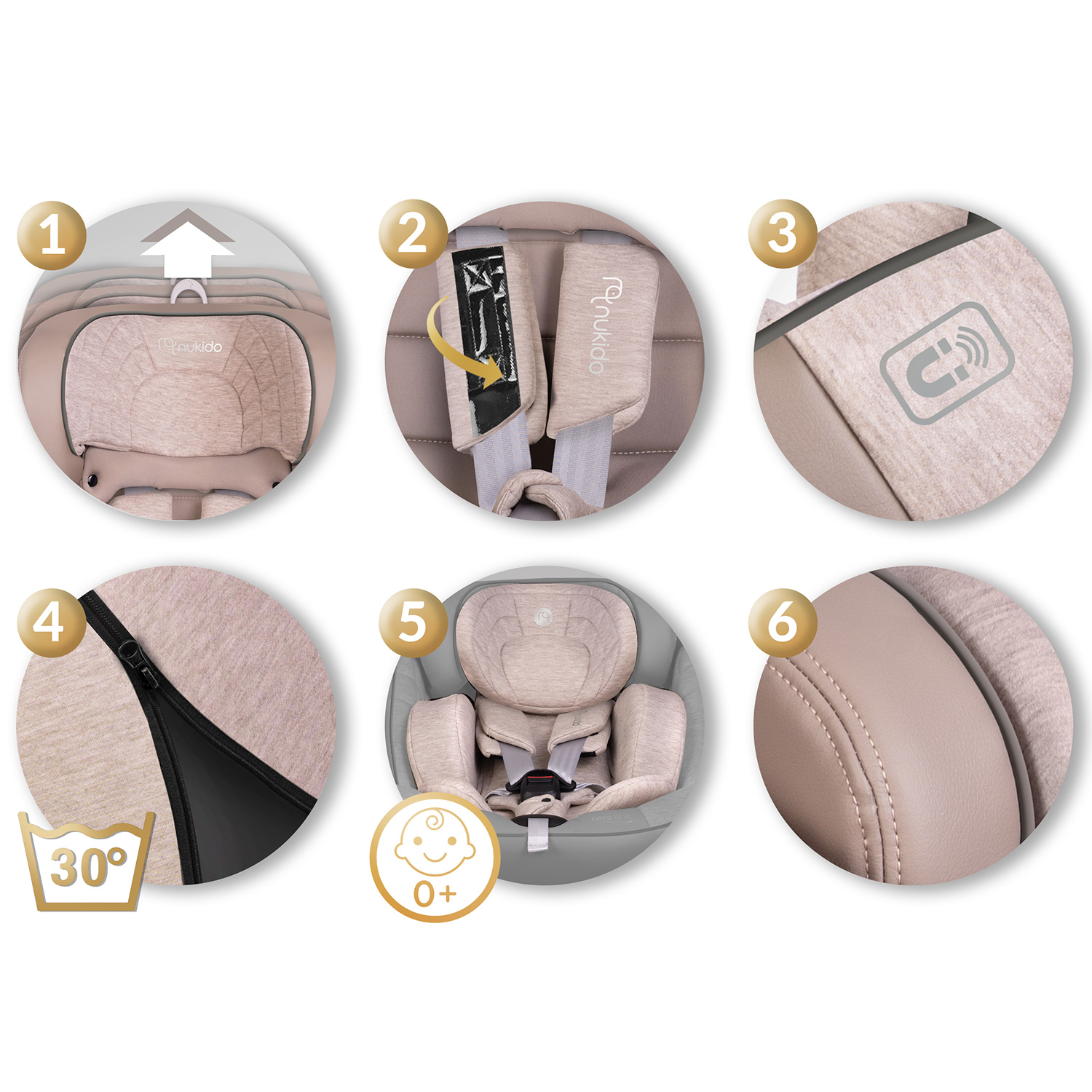 Nukido Aero Line beež turvatool 0-36 kg ISOFIX-iga - Image 10