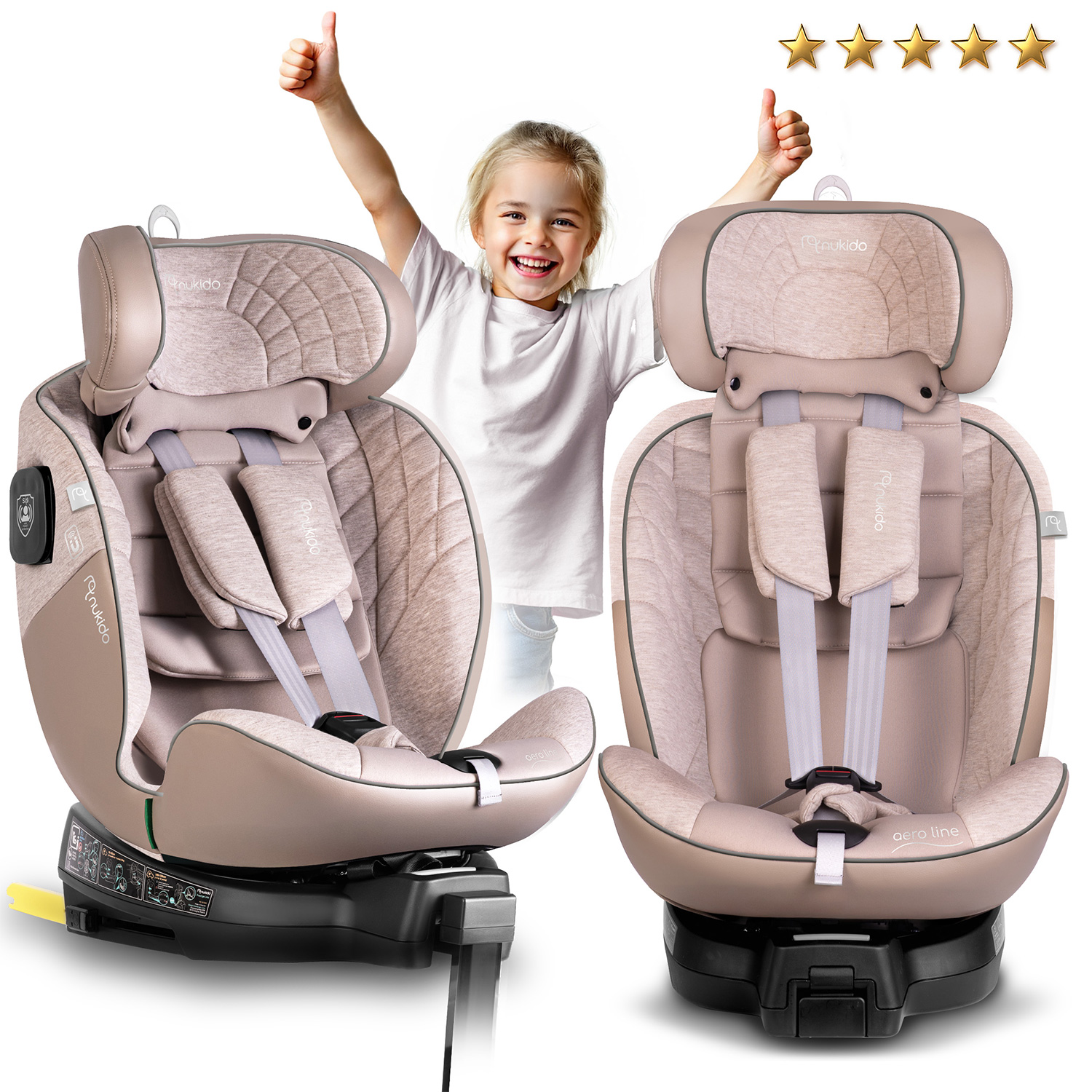 Nukido Aero Line beež turvatool 0-36 kg ISOFIX-iga - Image 11