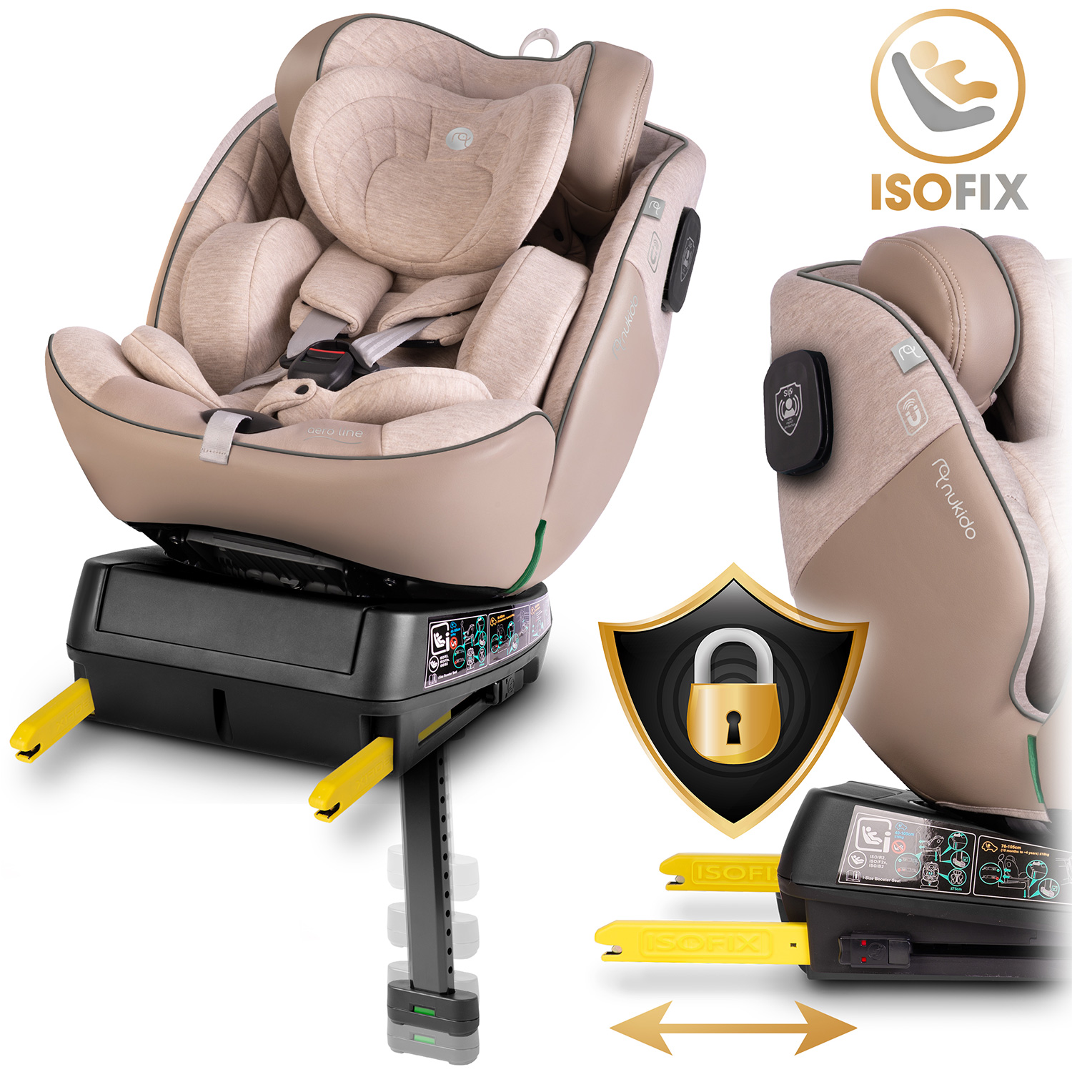 Nukido Aero Line beež turvatool 0-36 kg ISOFIX-iga - Image 12