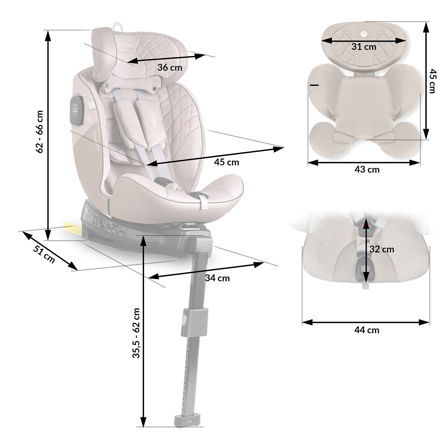 Nukido Aero Line beež turvatool 0-36 kg ISOFIX-iga - Image 13