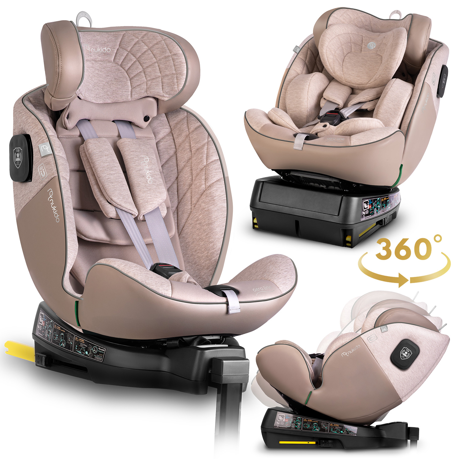 Nukido Aero Line beež turvatool 0-36 kg ISOFIX-iga - Image 15