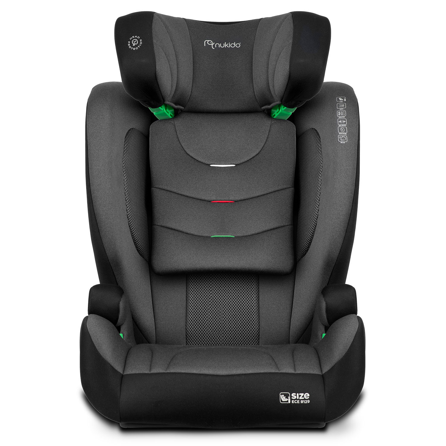 Nukido Louis pehme turvatool must/hall 15-36 kg ISOFIX - Image 2