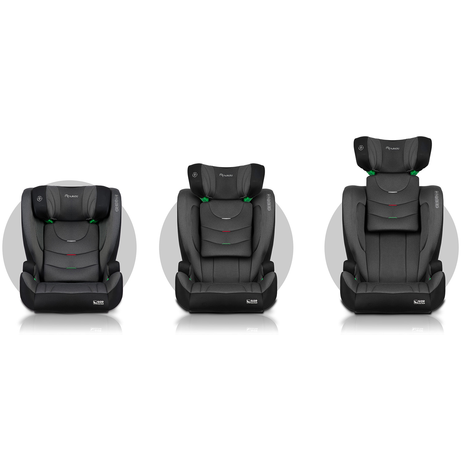Nukido Louis pehme turvatool must/hall 15-36 kg ISOFIX - Image 8