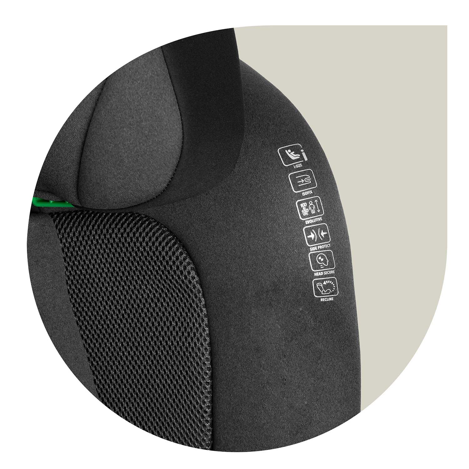 Nukido Louis pehme turvatool must/hall 15-36 kg ISOFIX - Image 4