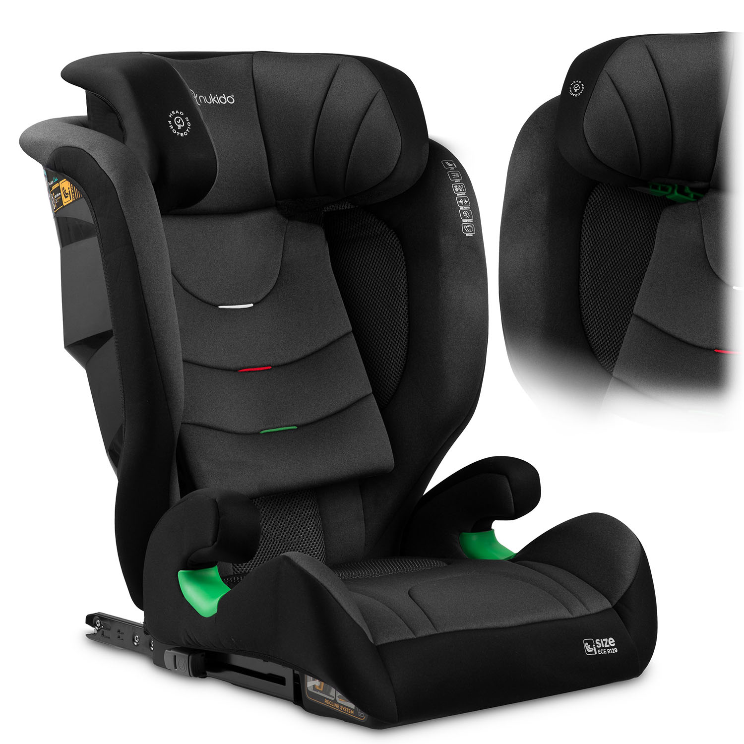Nukido Louis pehme turvatool must/hall 15-36 kg ISOFIX - Image 13