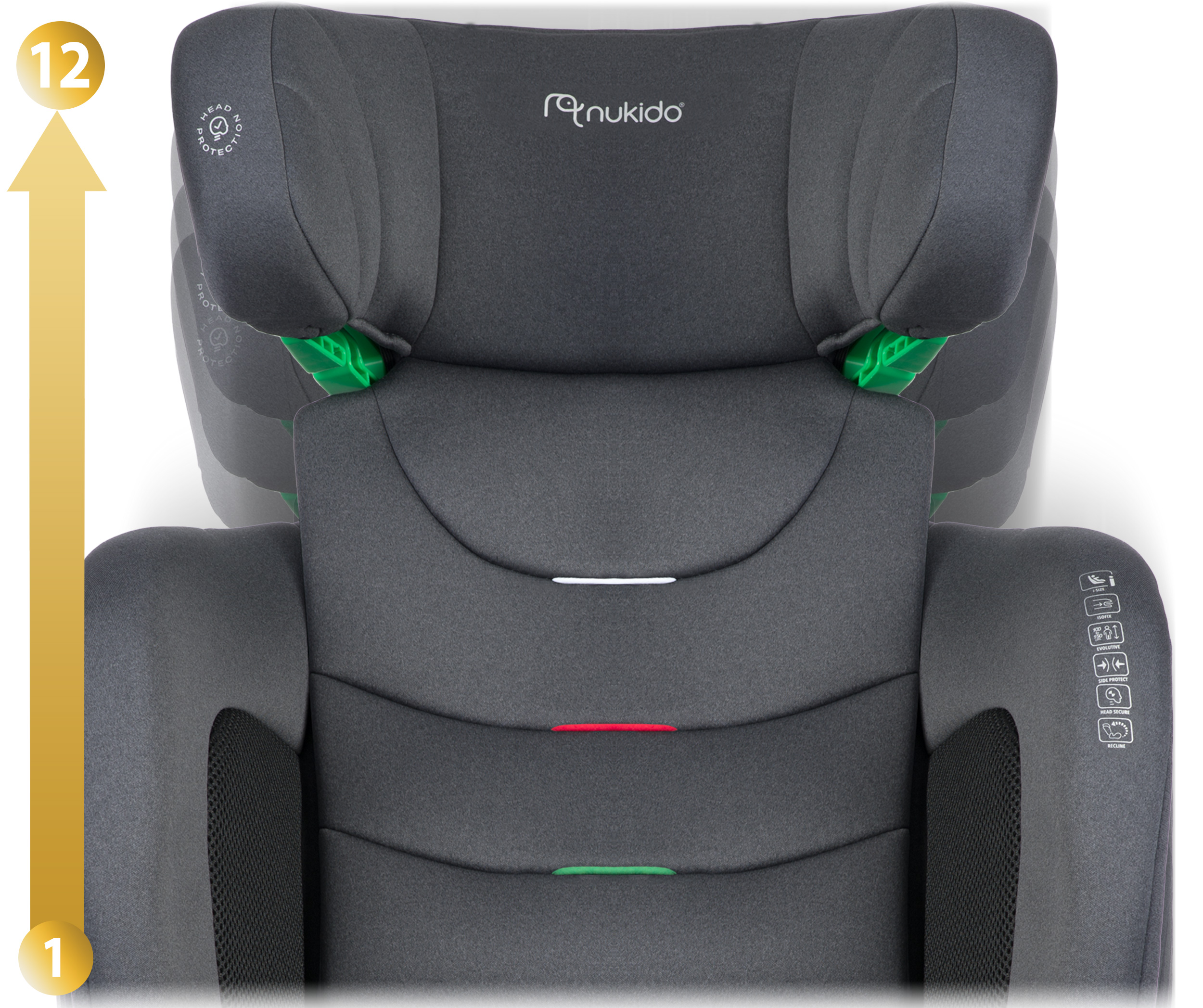 Nukido Louis pehme turvatool hall 15-36 kg ISOFIX - Image 5