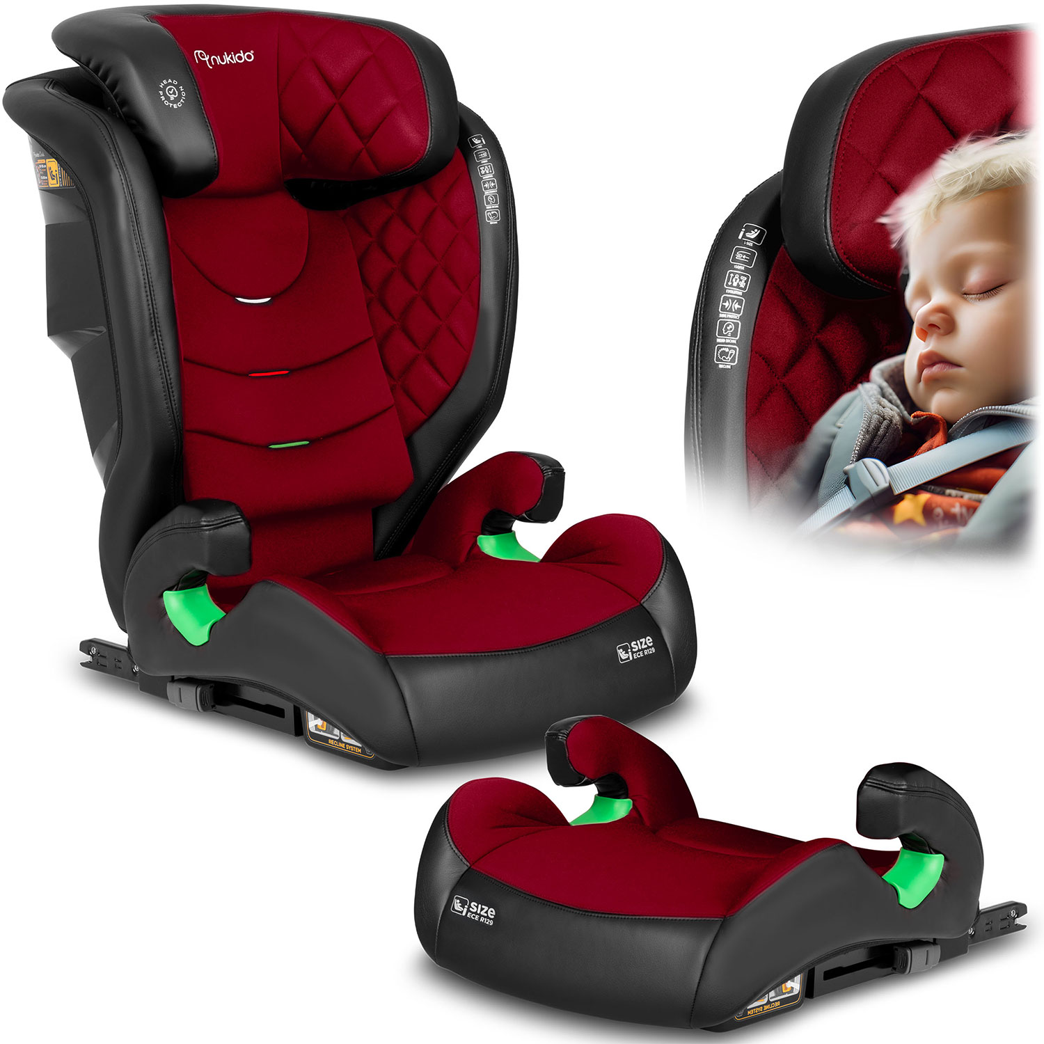 Nukido Louis turvatool must ja punane 15-36 kg ISOFIX