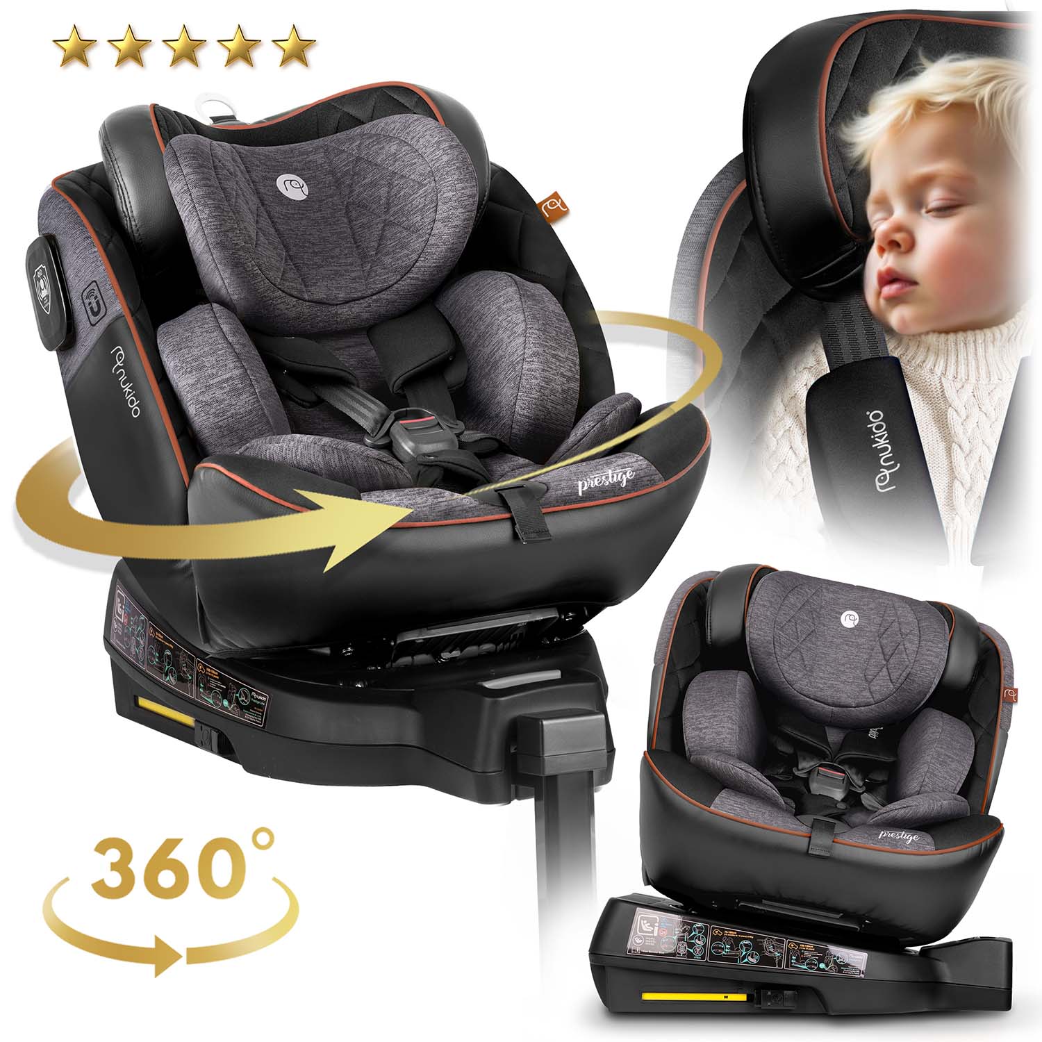Nukido Prestige Line must ja hall turvatool 0-36 kg ISOFIX-iga - Image 7