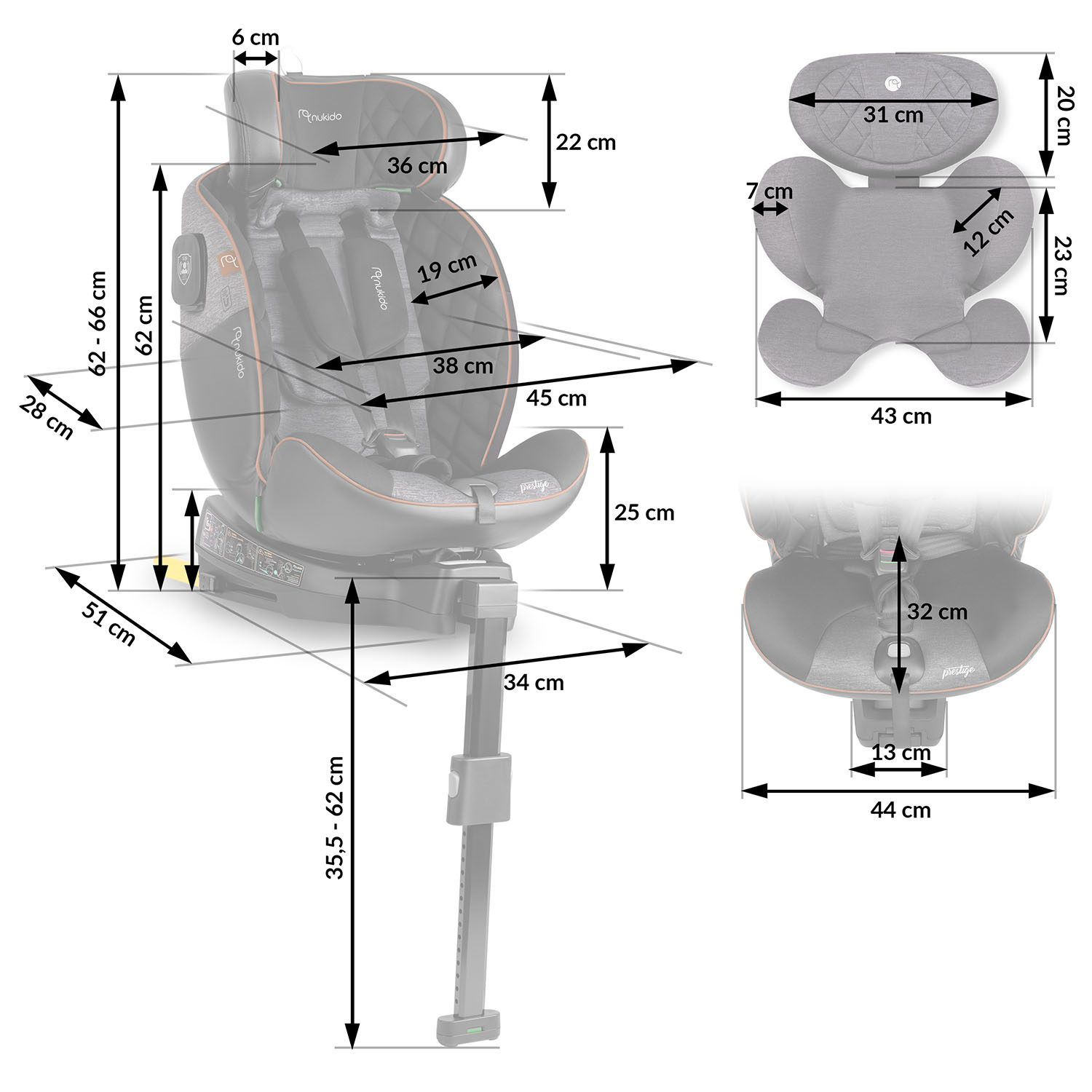Nukido Prestige Line must ja hall turvatool 0-36 kg ISOFIX-iga - Image 5