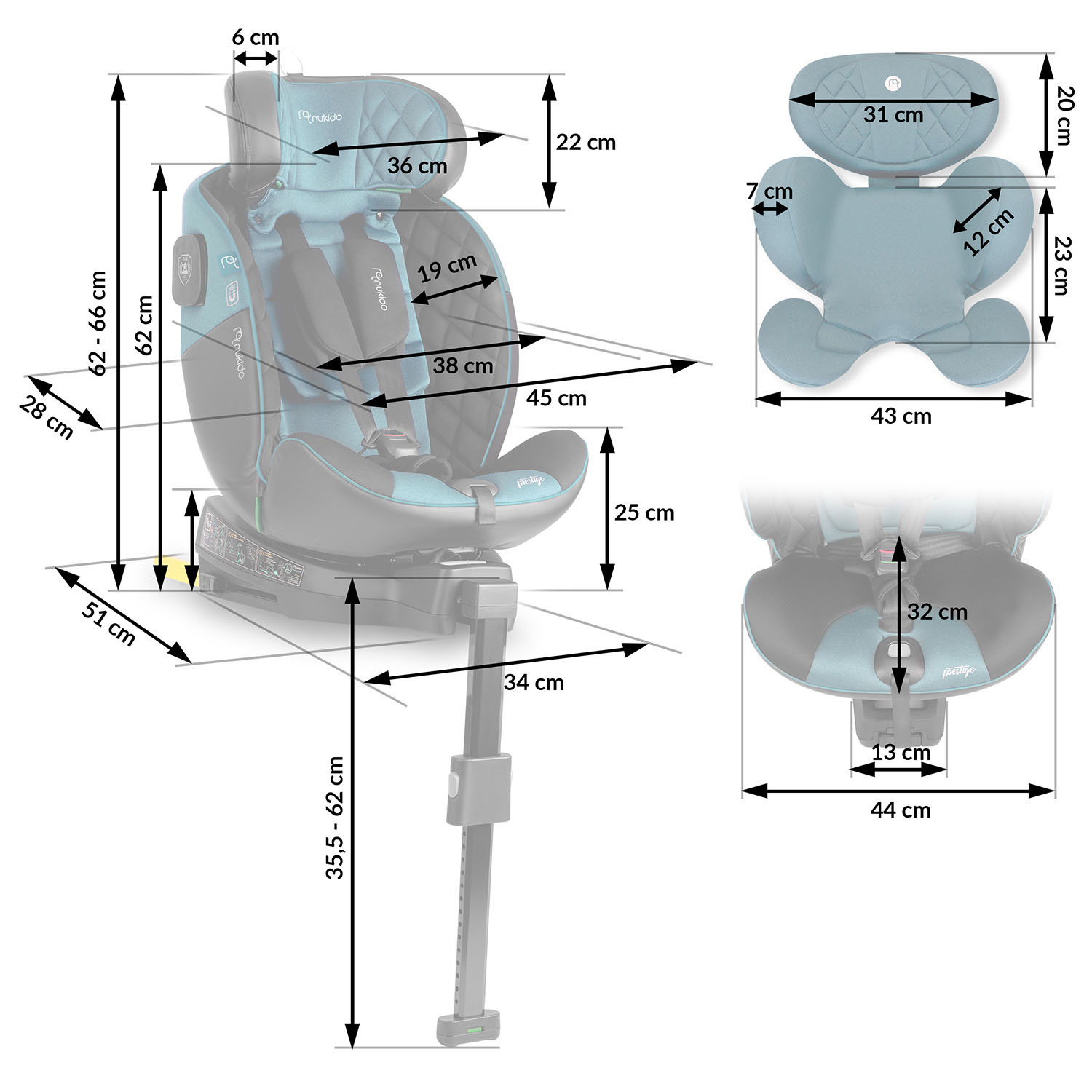 Nukido Prestige Line turvatool must ja sinine 0-36 kg ISOFIX - Image 4