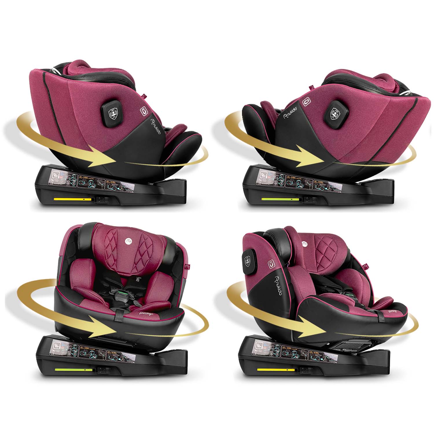 Nukido Prestige Line must ja roosa turvatool 0-36 kg ISOFIX-iga - Image 11