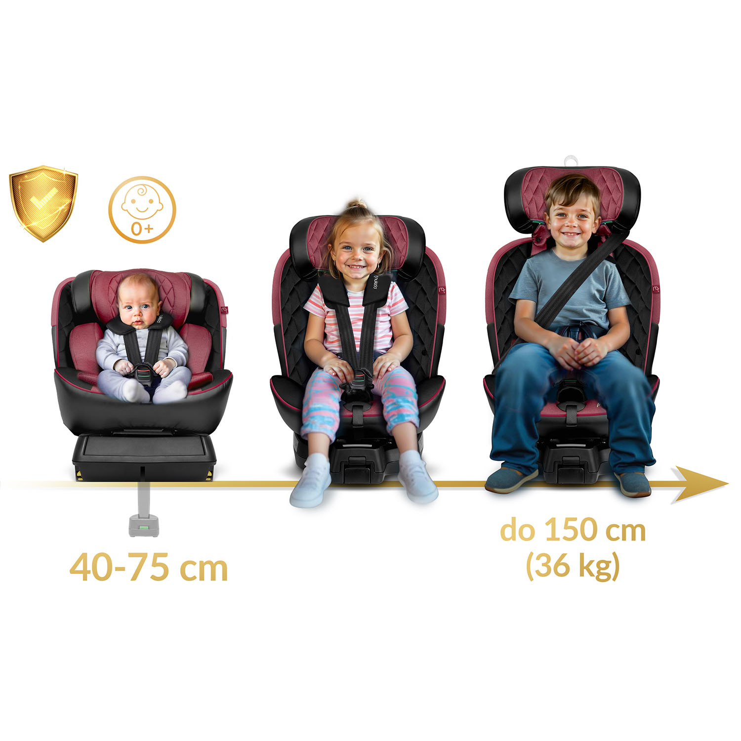 Nukido Prestige Line must ja roosa turvatool 0-36 kg ISOFIX-iga - Image 15
