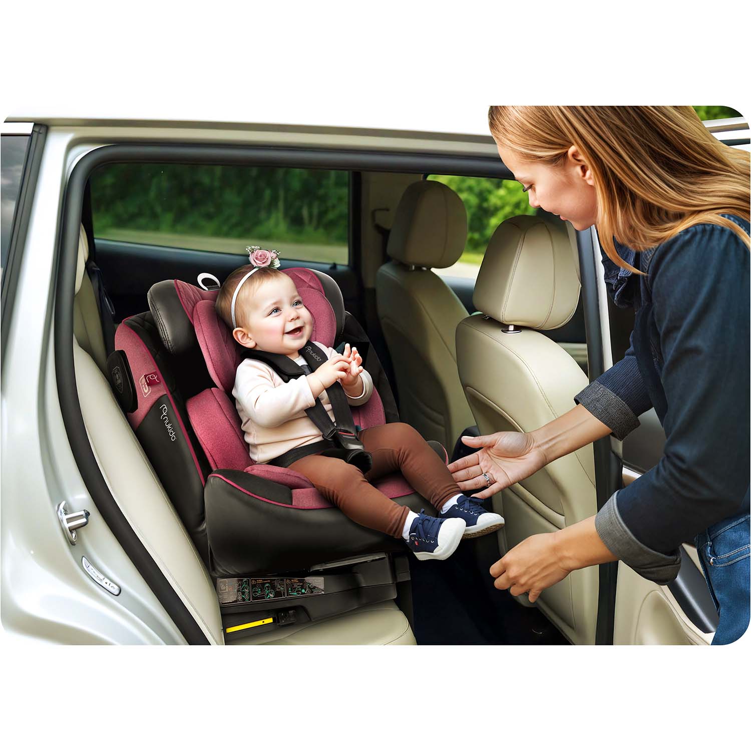 Nukido Prestige Line must ja roosa turvatool 0-36 kg ISOFIX-iga - Image 3