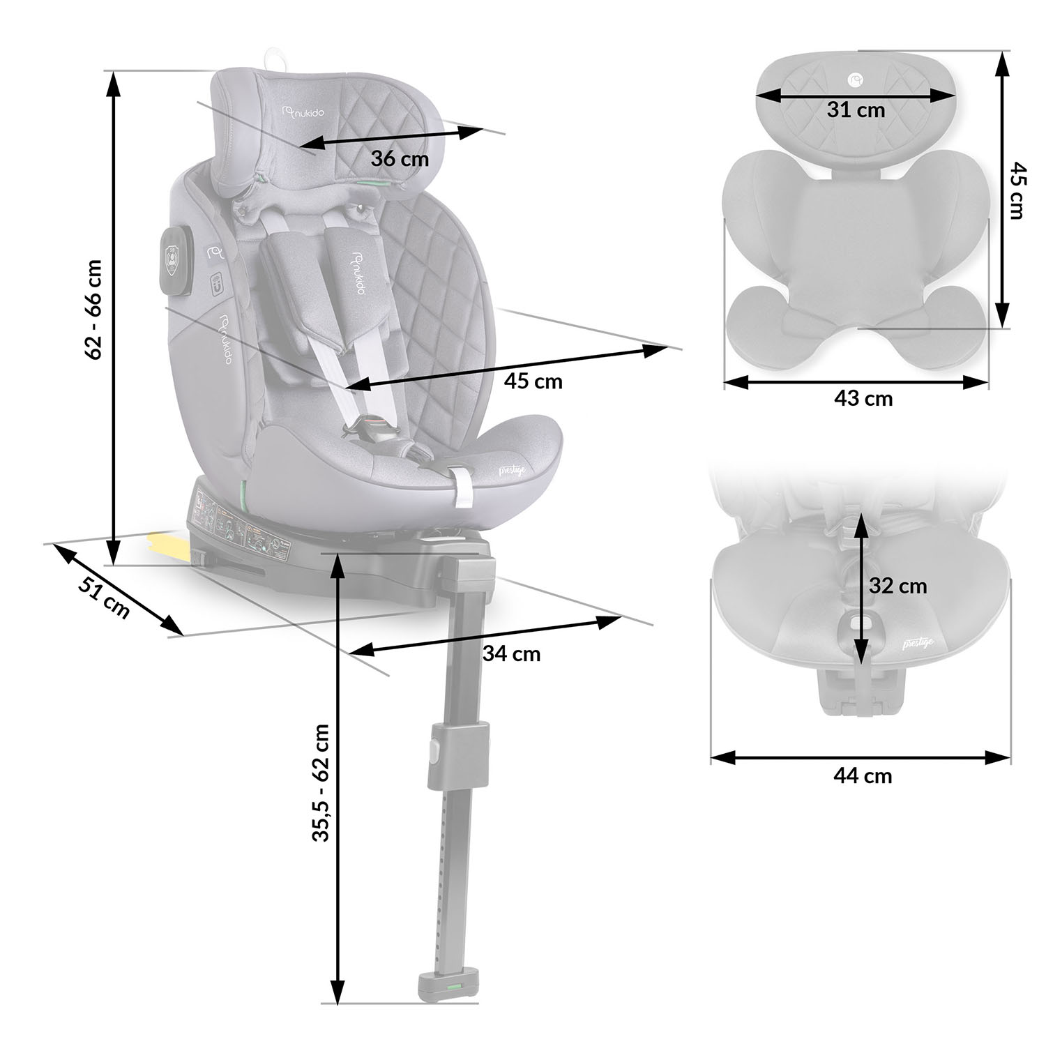 Nukido Prestige Line turvatool hall 0-36 kg ISOFIX - Image 4
