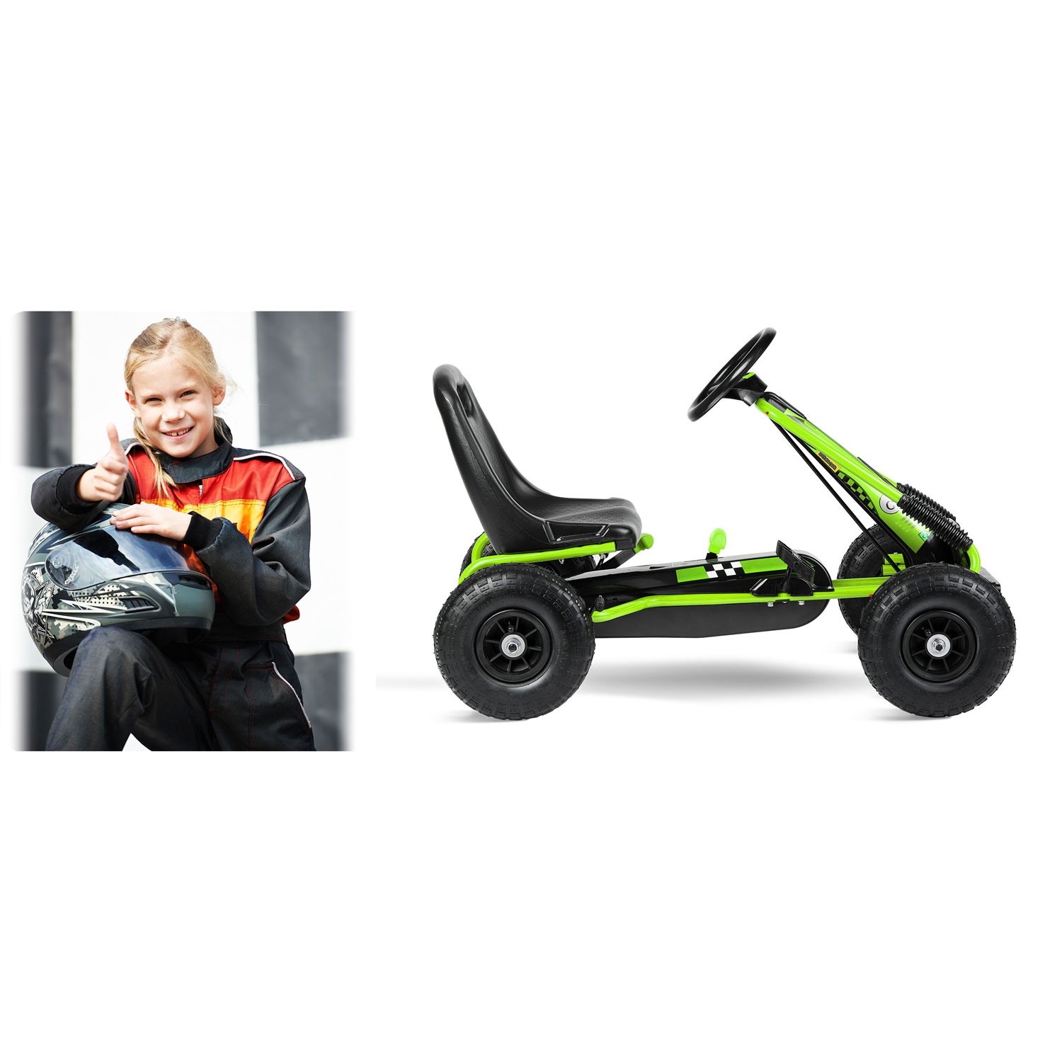 Laste pedaalidega gokart RK-594 roheline - Image 12