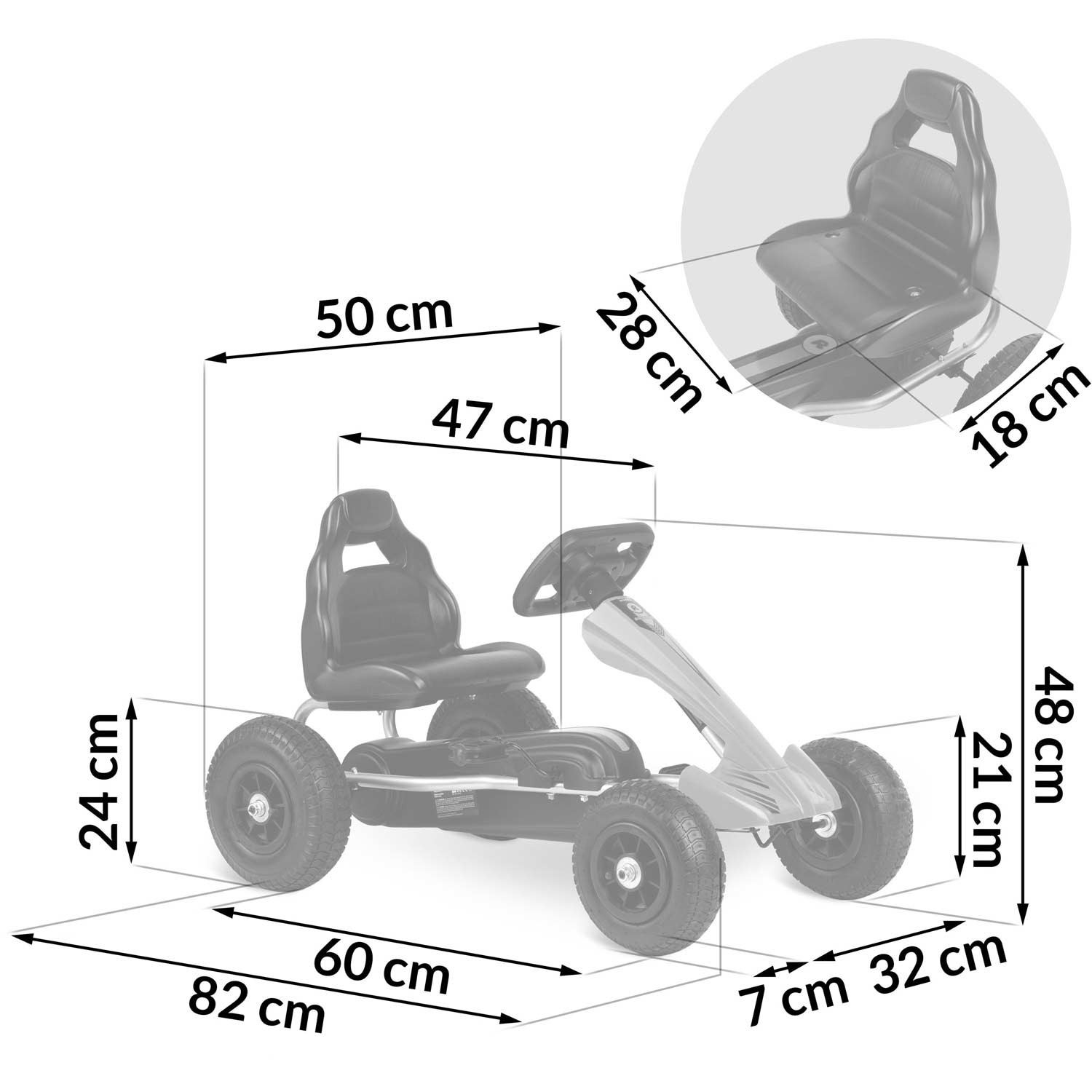 Laste pedaalidega gokart RK-591 must - Image 5