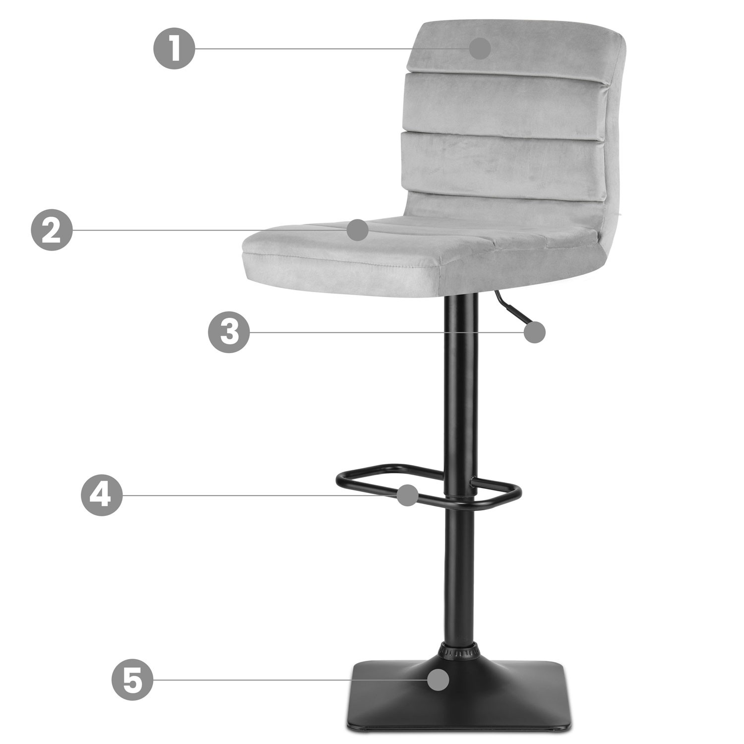 Drava baaritool seljatoega, hall - Image 5