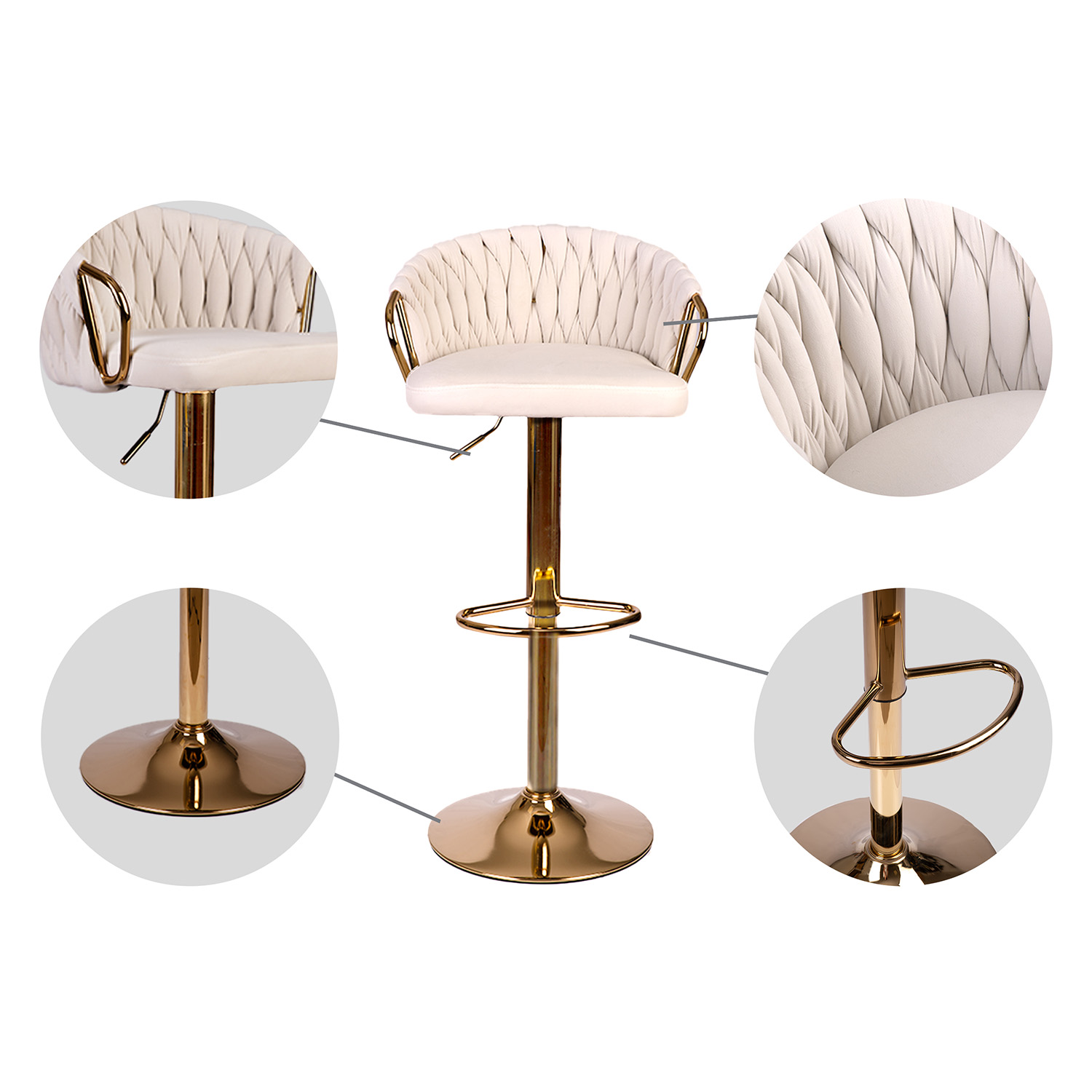 Elissiani baaritool seljatoega Beež diivanitool kuldse jalaga - Image 3