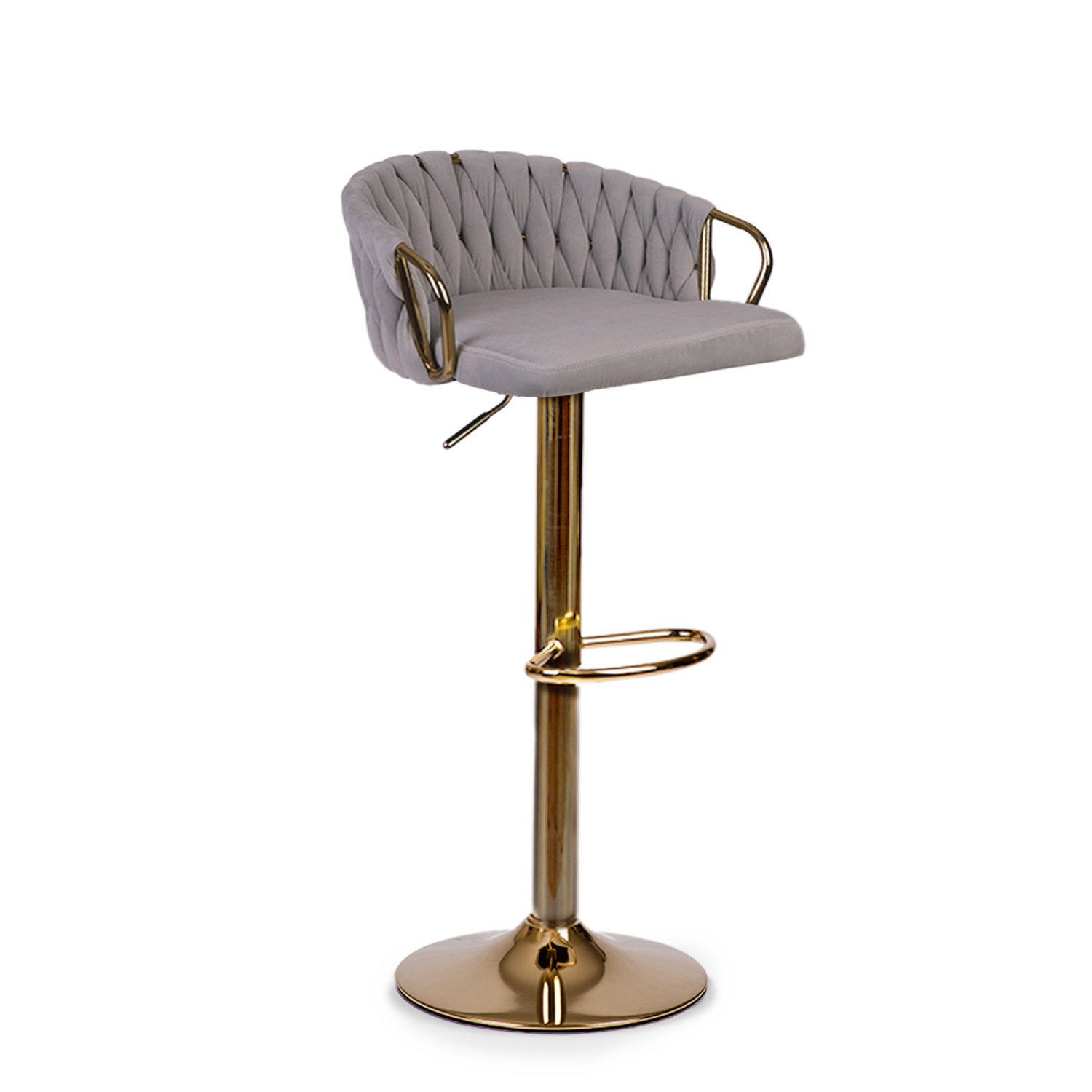 Elissian diivan baaritool seljatoega, hall kuldse jalaga - Image 3