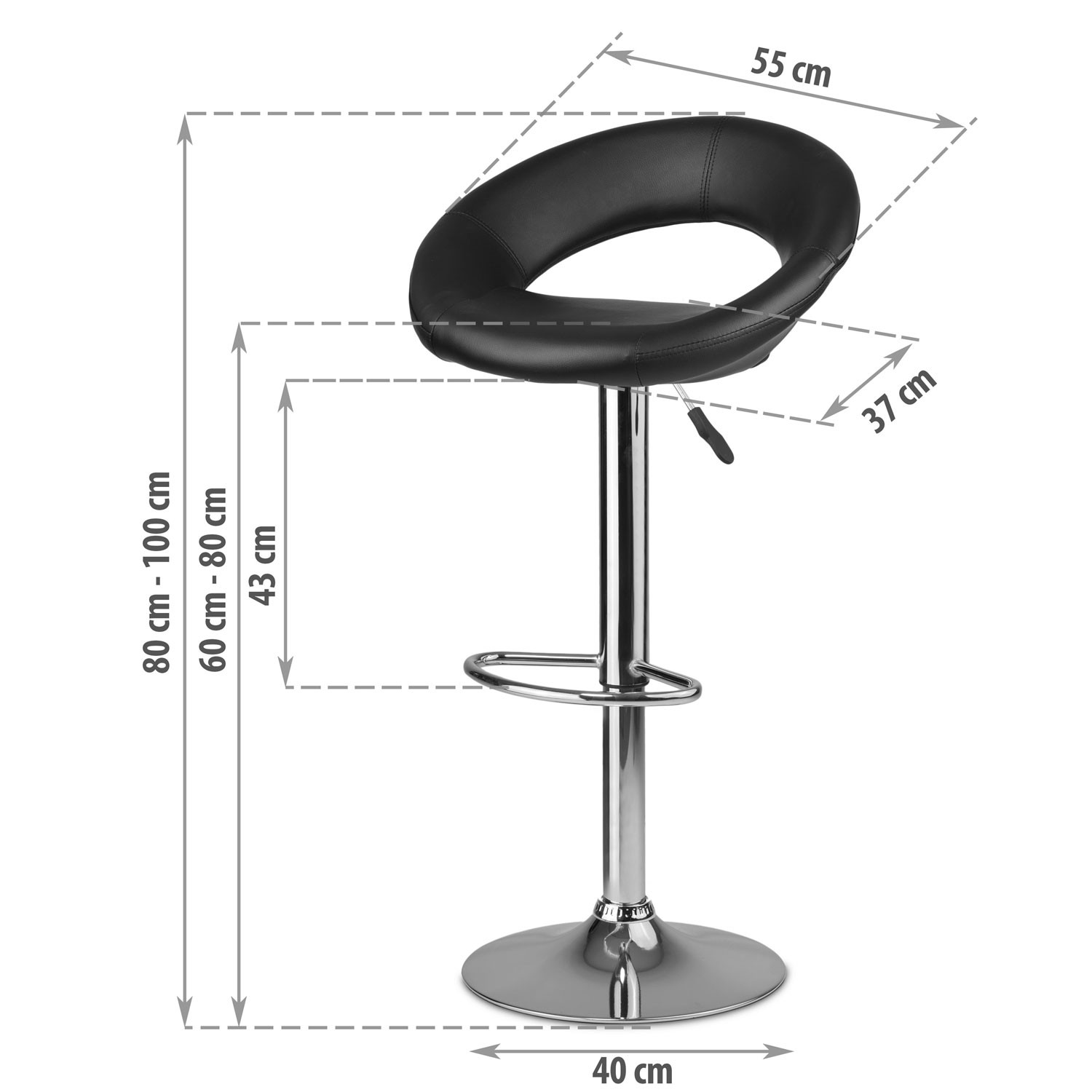 Forza baaritool seljatoega, must - Image 7