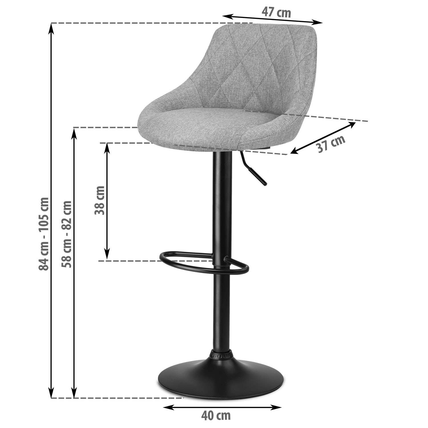 Nerra baaritool seljatoega, hall kangas - 2 tk - Image 9