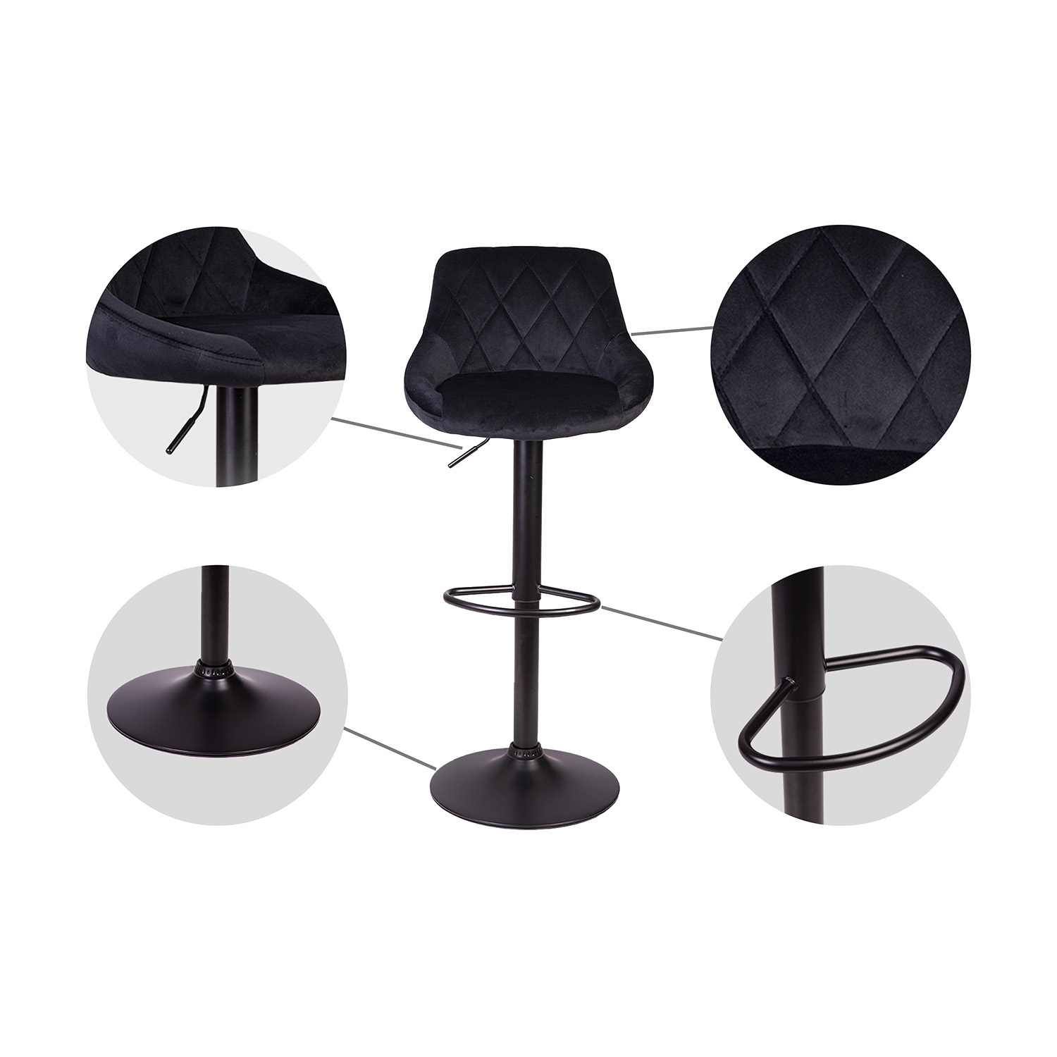 Nerra diivan must baaritool seljatoe ja musta jalaga - Image 3