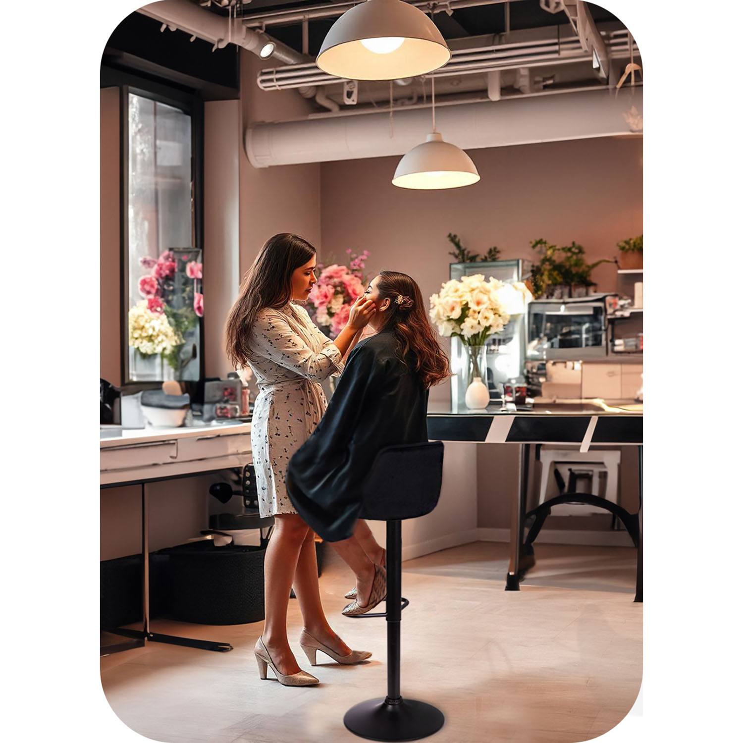 Nerra diivan must baaritool seljatoe ja musta jalaga - Image 7